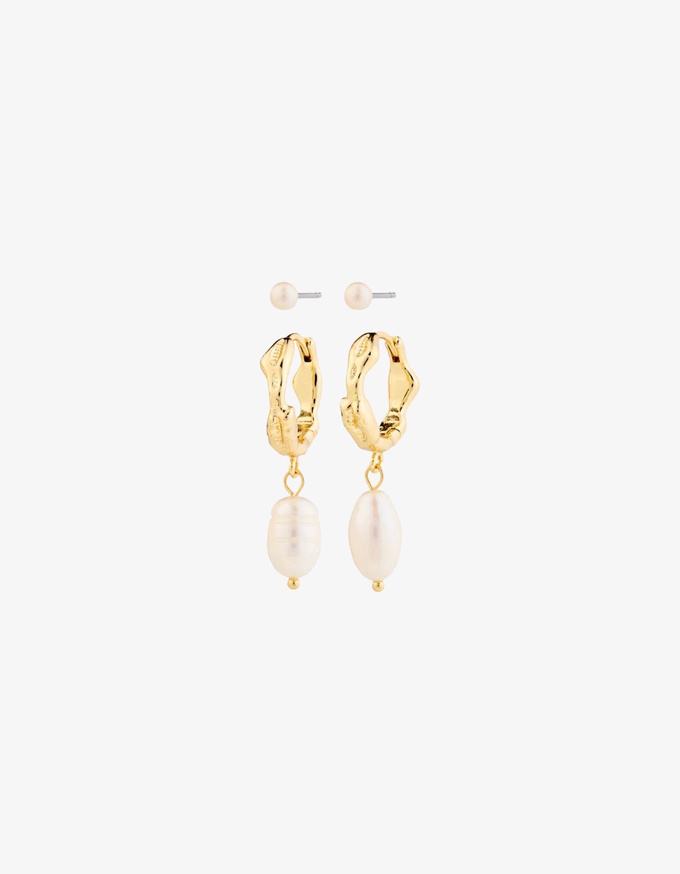 Pilgrim Jonne Pearl Earrings 2-in-1 Set Gold Plated White