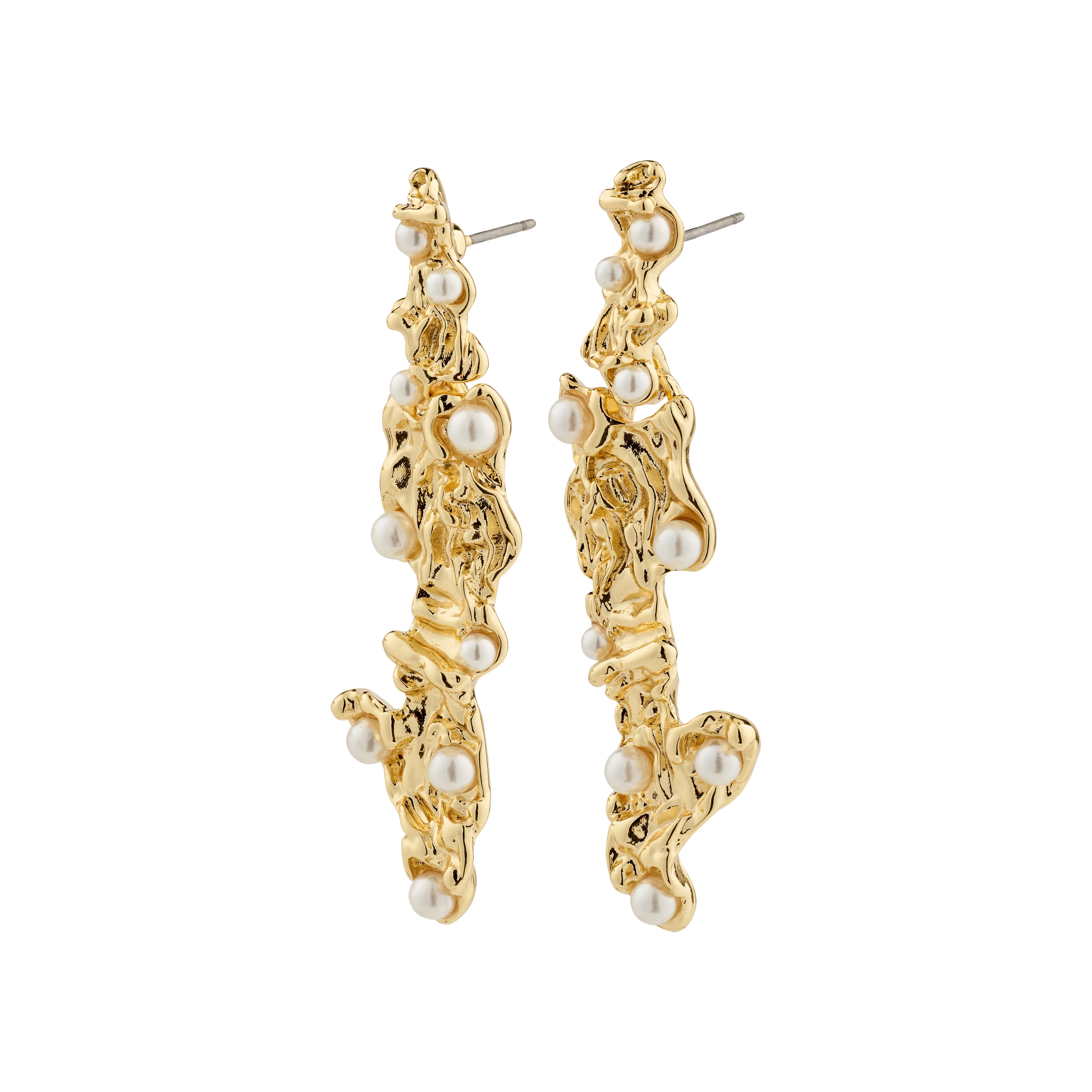 Pilgrim Jude Recycled Earrings - White - Gold Plated