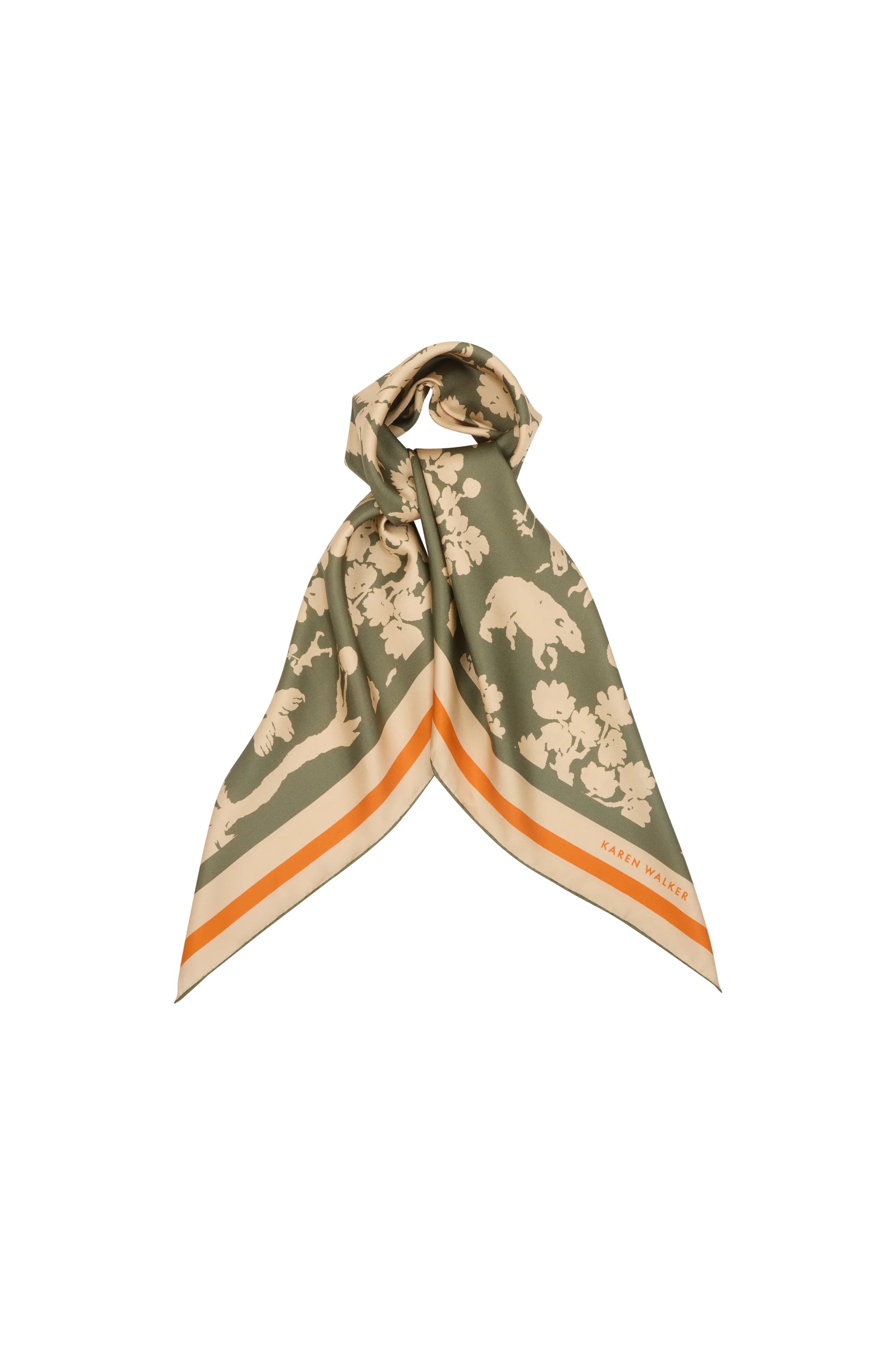 Karen Walker Animal Kingdom Classic Olive Silk Scarf