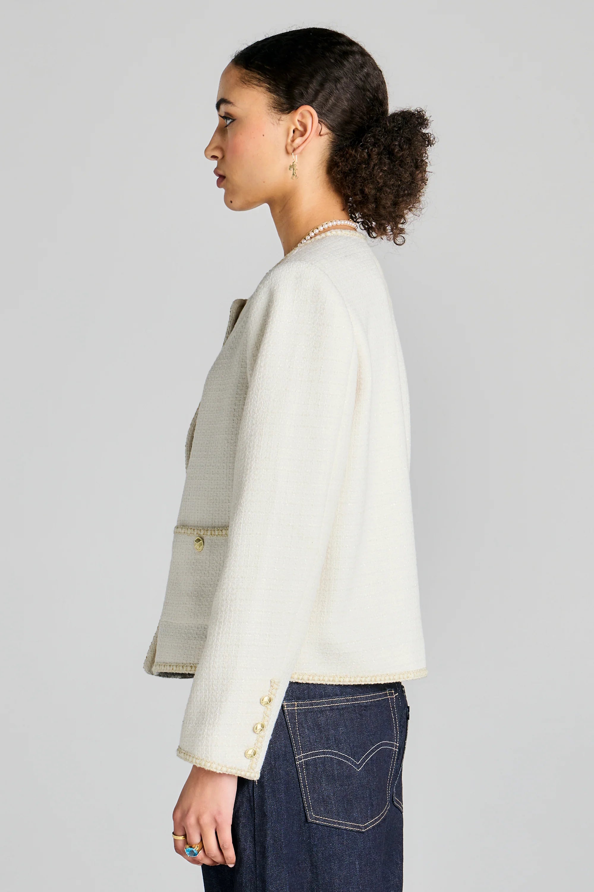 Karen Walker Bouclé Jacket Cream