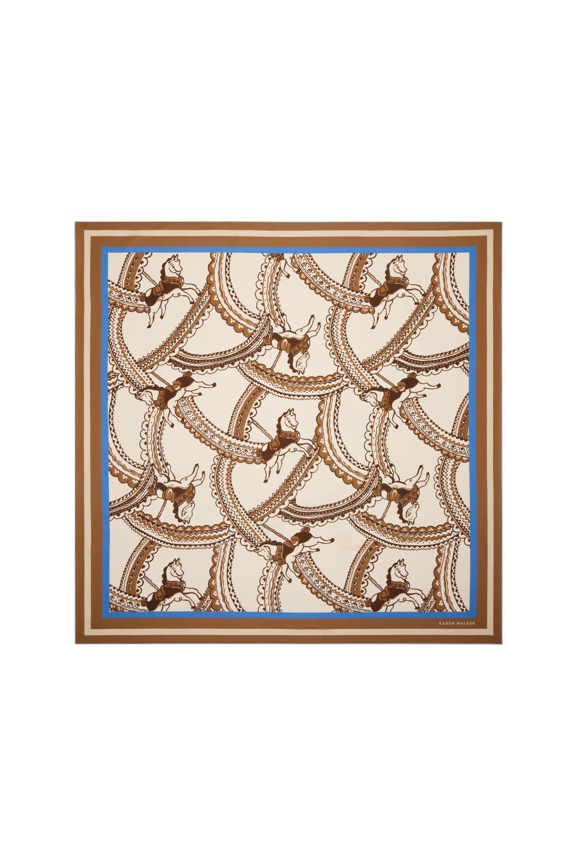 Karen Walker Carousel Classic Silk Scarf Cream Multi