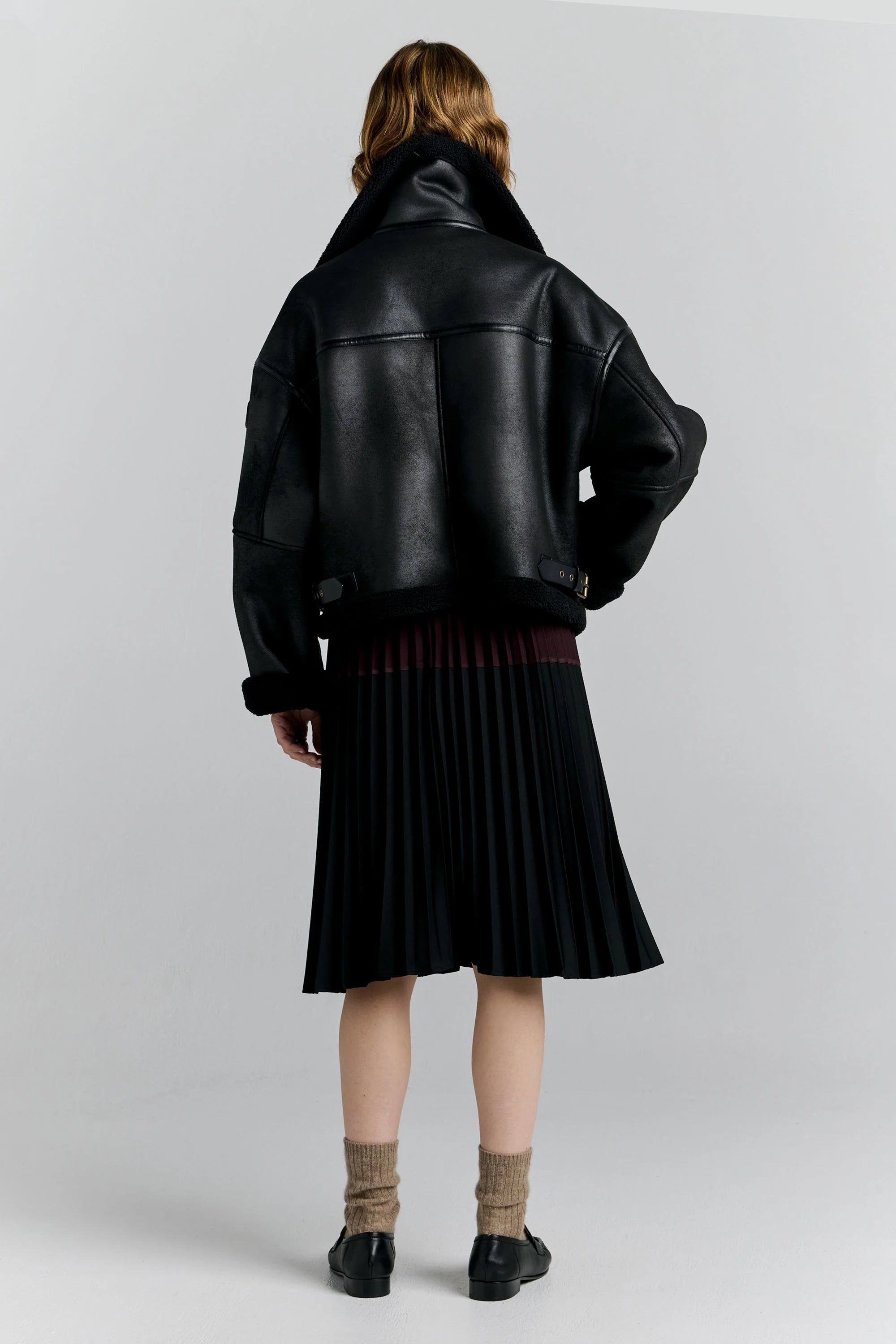 Karen Walker Cropped Aviator Jacket Black/Brown