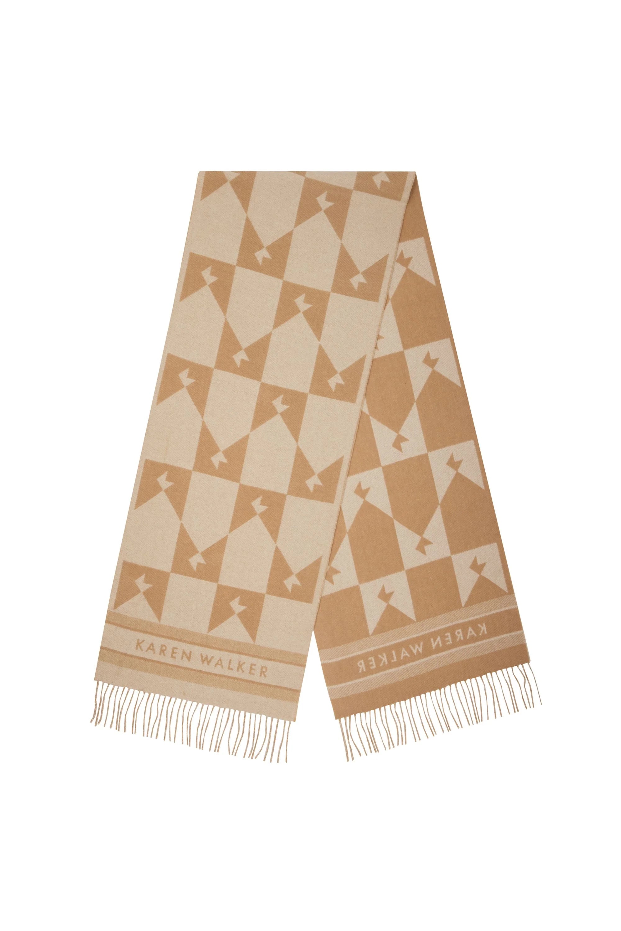 Karen Walker Monogram Jacquard Scarf Cream/Tan One Size