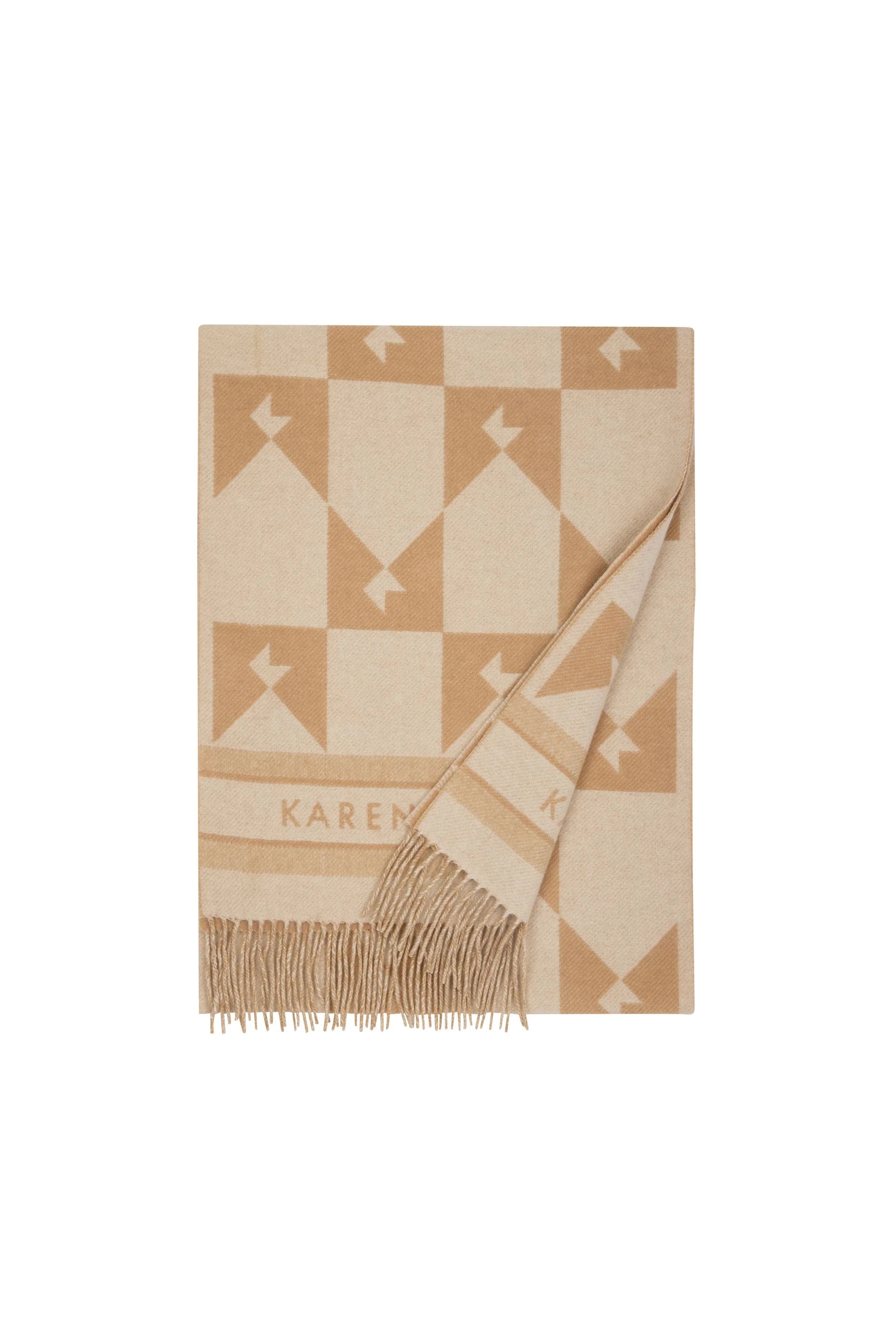 Karen Walker Monogram Jacquard Scarf Cream/Tan One Size