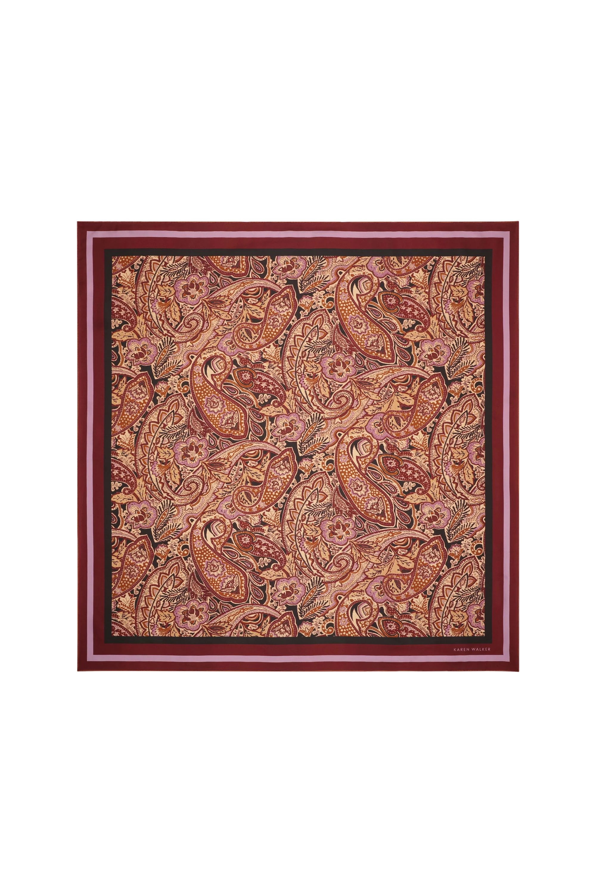 Karen Walker Paisley Classic Silk Scarf Burgundy