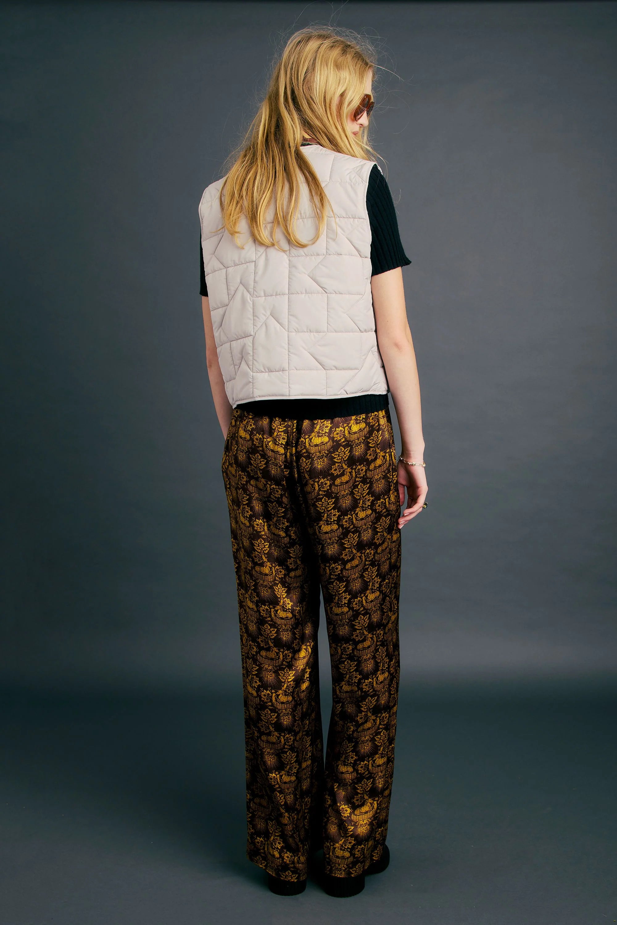 Karen Walker Quilted Drift Vest Ecru