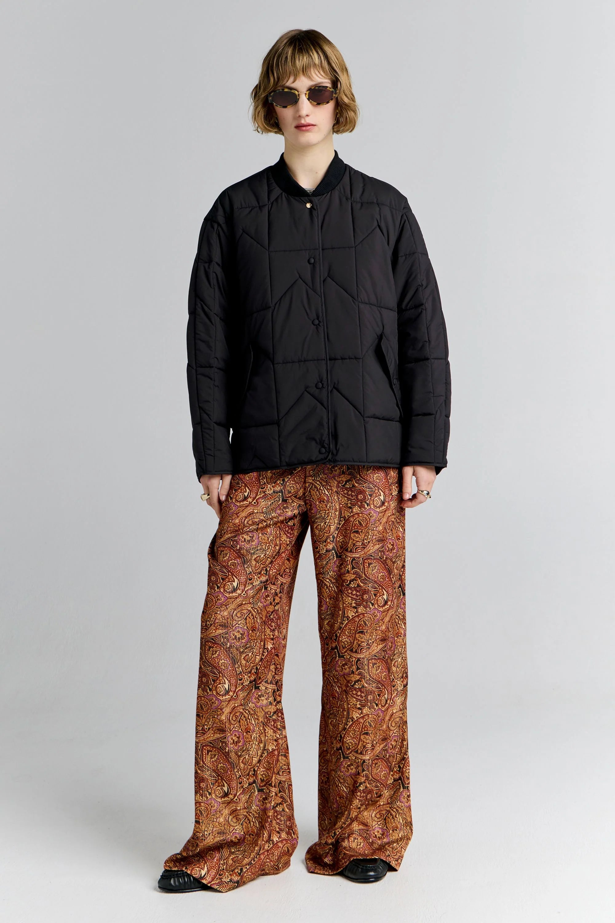Karen Walker Quilted Monogram Jacket Black/Brown