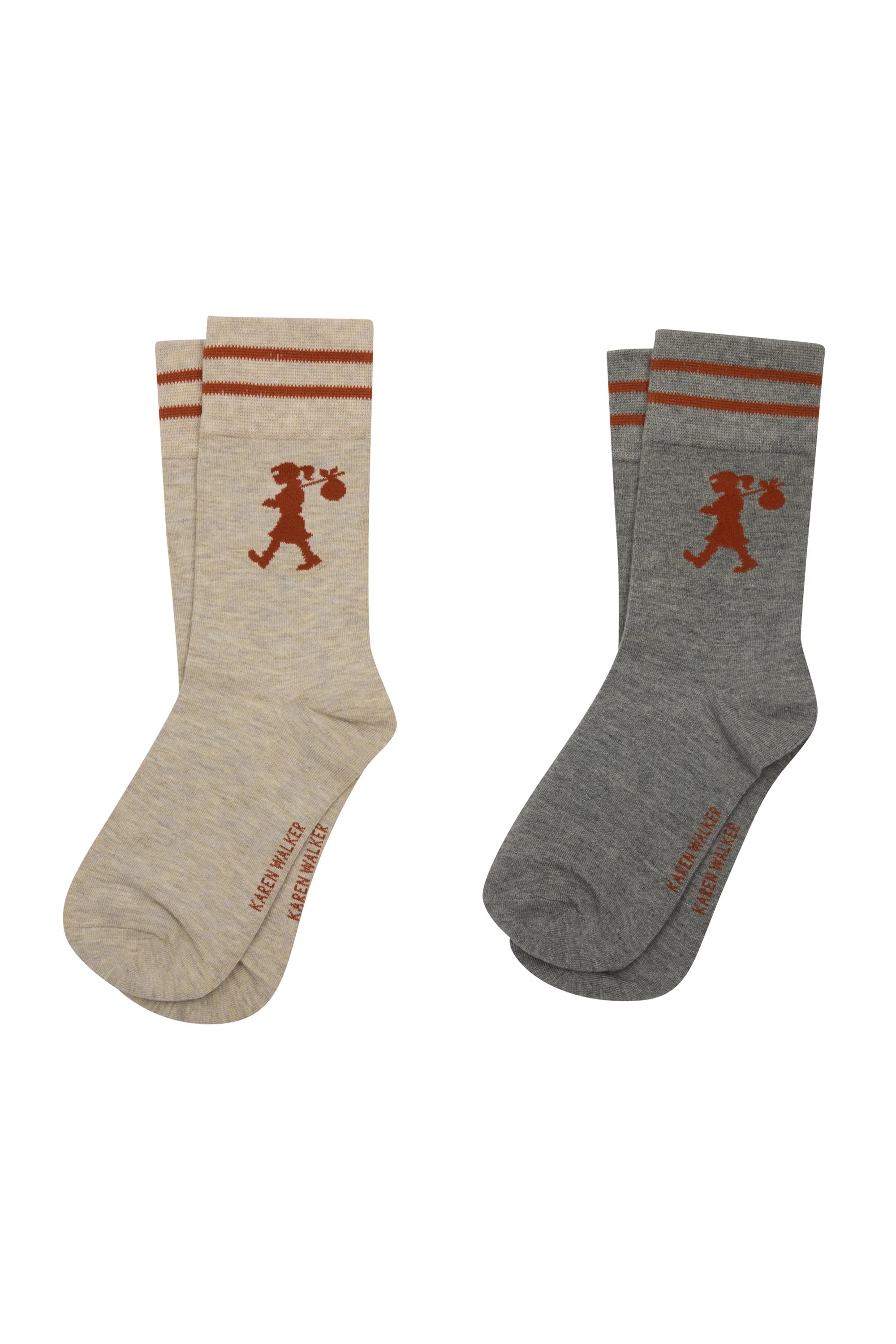 Karen Walker Runaway Girl Socks 2 Pack Natural / Grey / Chestnut