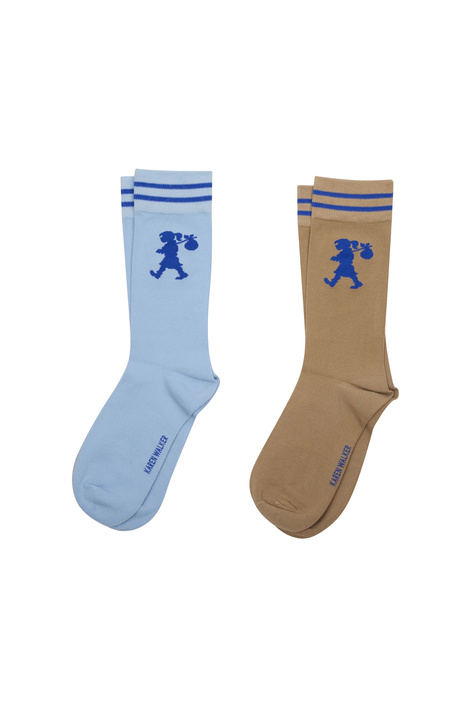 Karen Walker Runaway Girl Socks 2 Pack Sky Blue/Sesame One Size