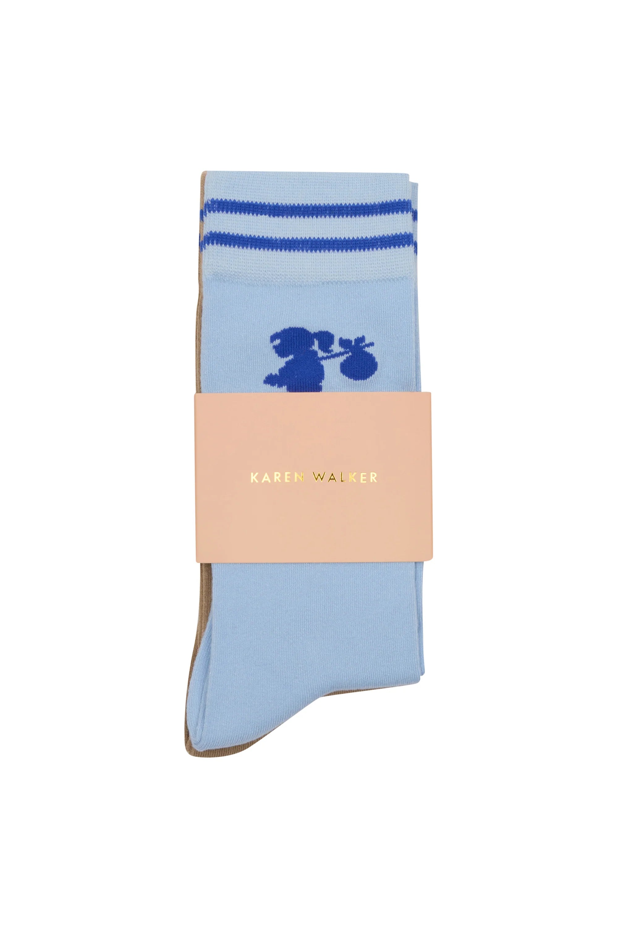 Karen Walker Runaway Girl Socks 2 Pack Sky Blue/Sesame One Size