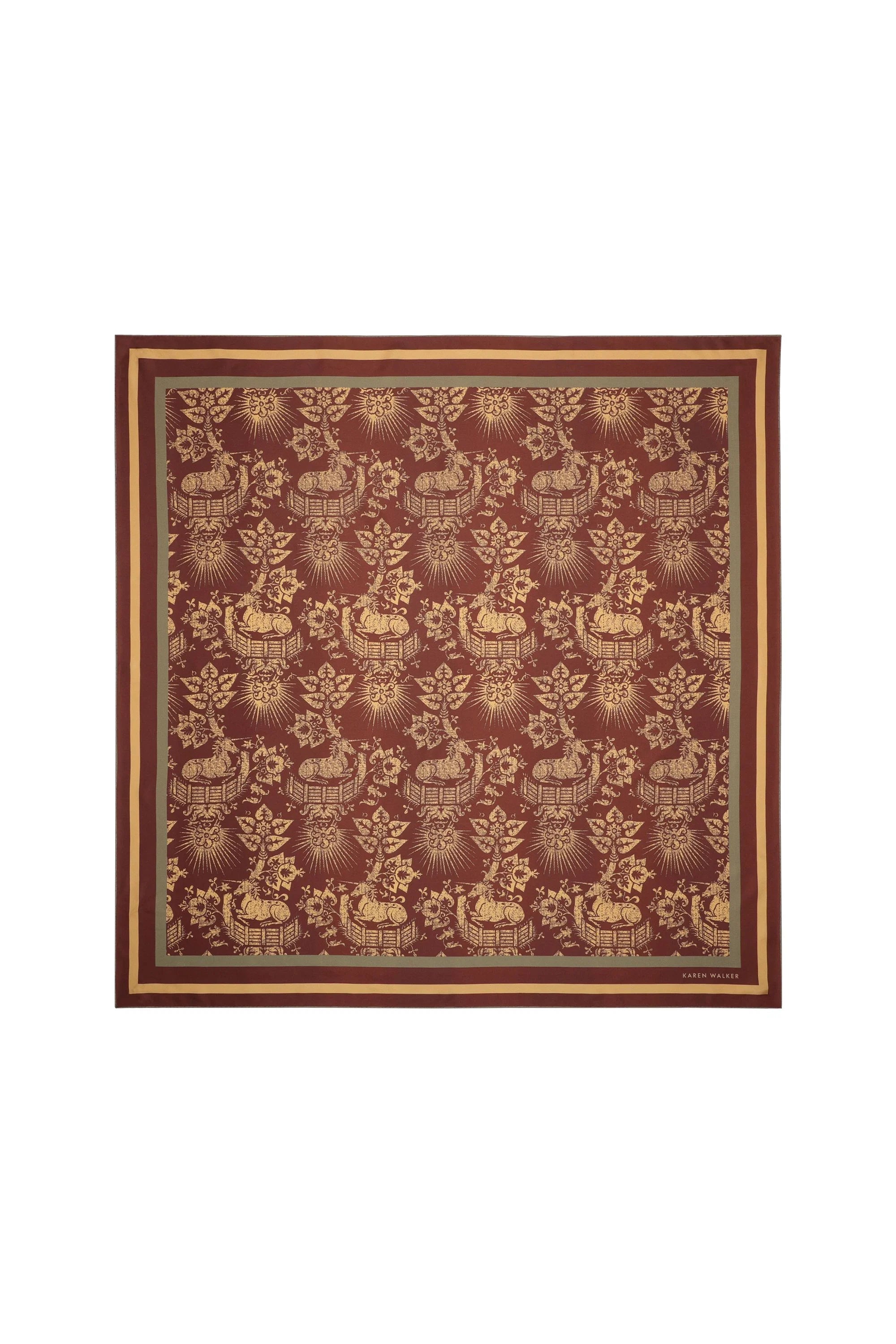 Karen Walker Unicorn Classic Silk Scarf Chocolate Multi