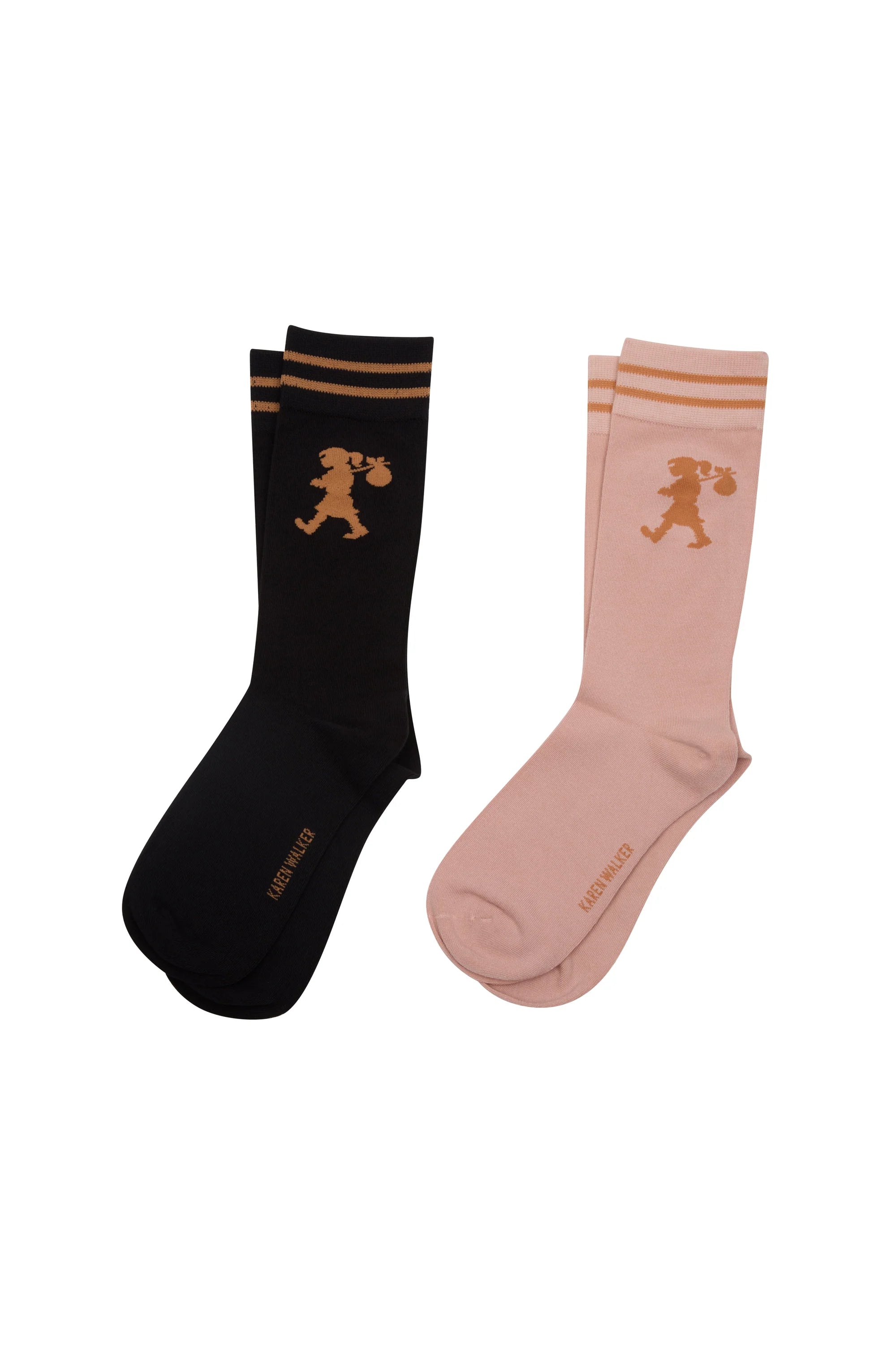 Karen Walker Runaway Girl Socks 2 Pack Black/Pink One Size