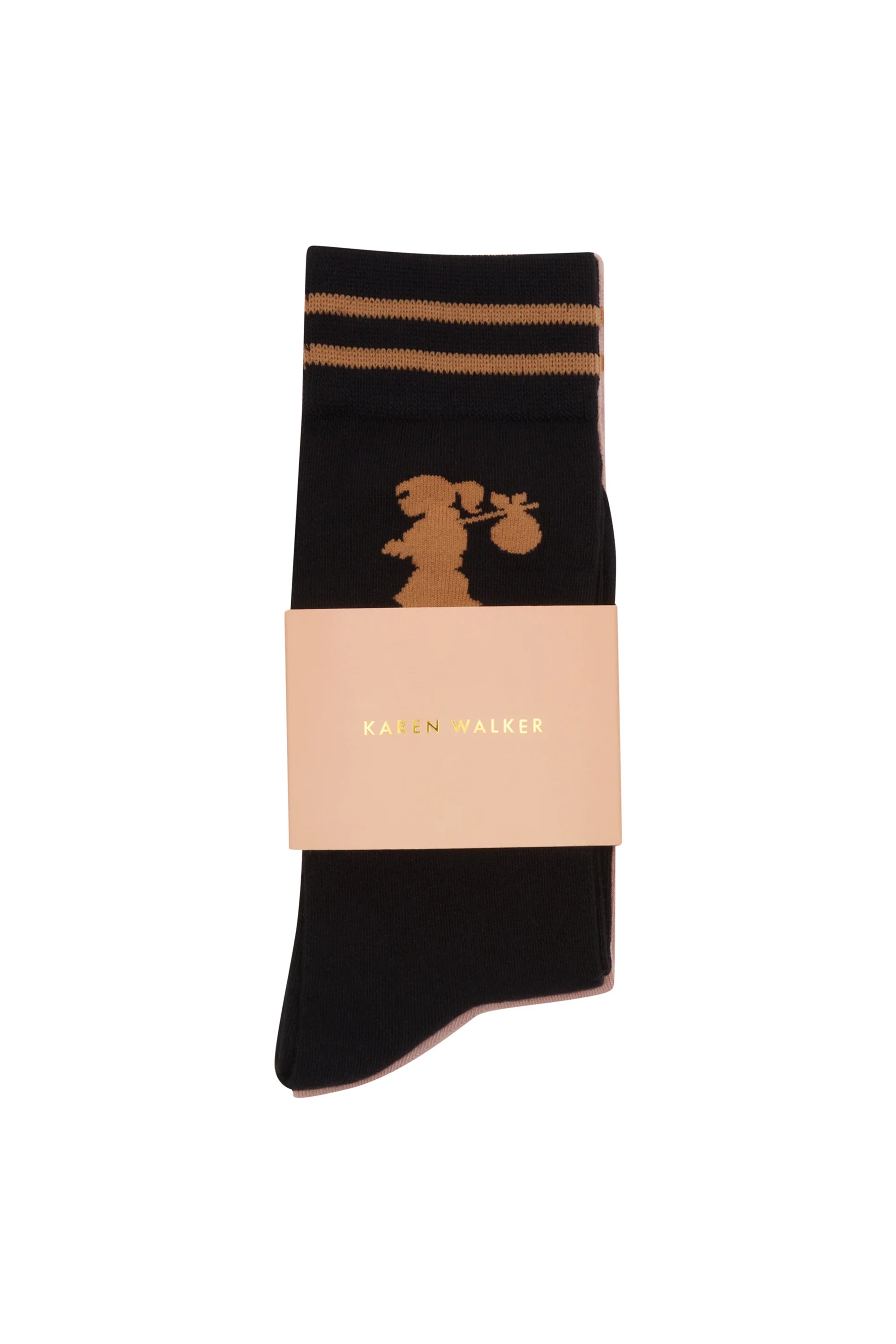 Karen Walker Runaway Girl Socks 2 Pack Black/Pink One Size