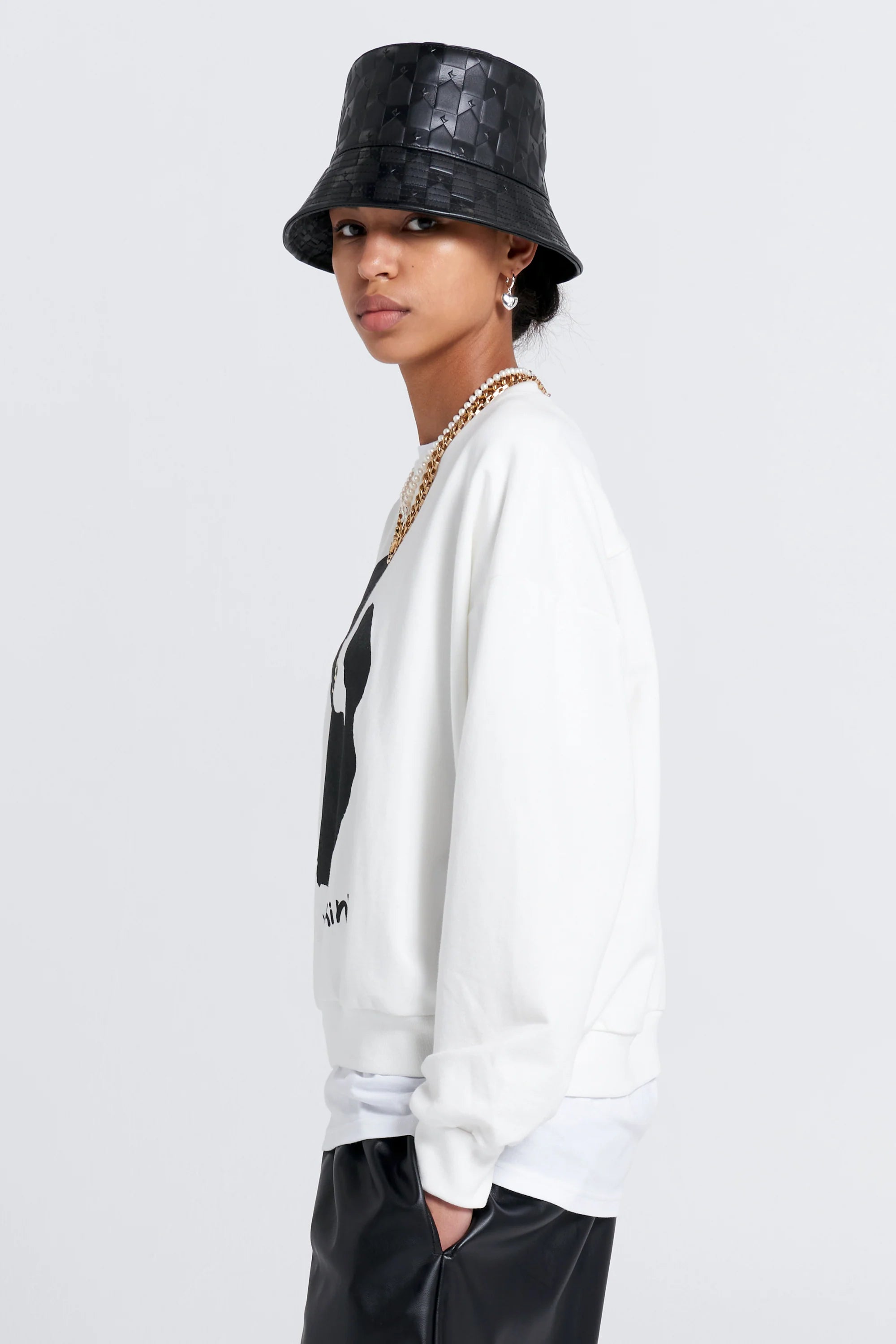 Karen Walker Keep Walkin Organic Cotton Crewneck Sweatshirt Off-White