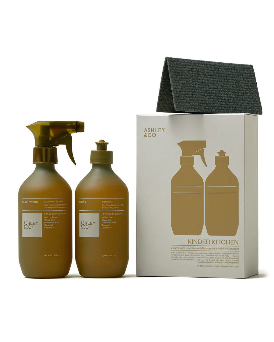 Ashley & Co Kinder Kitchen Care Set ( Bench Press / Insink / Cloth) Lotus Leaf / Lustre