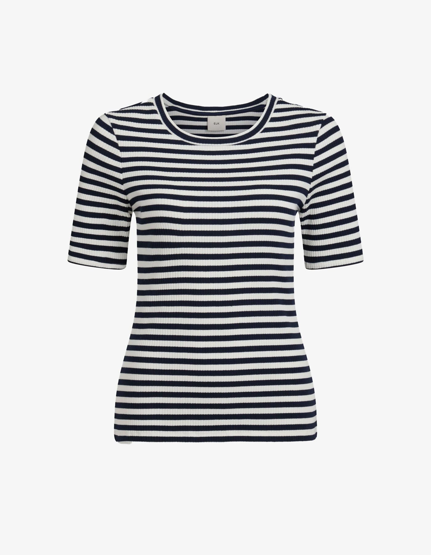 Elk Kullan Ribbed T Shirt White/Ink Stripe