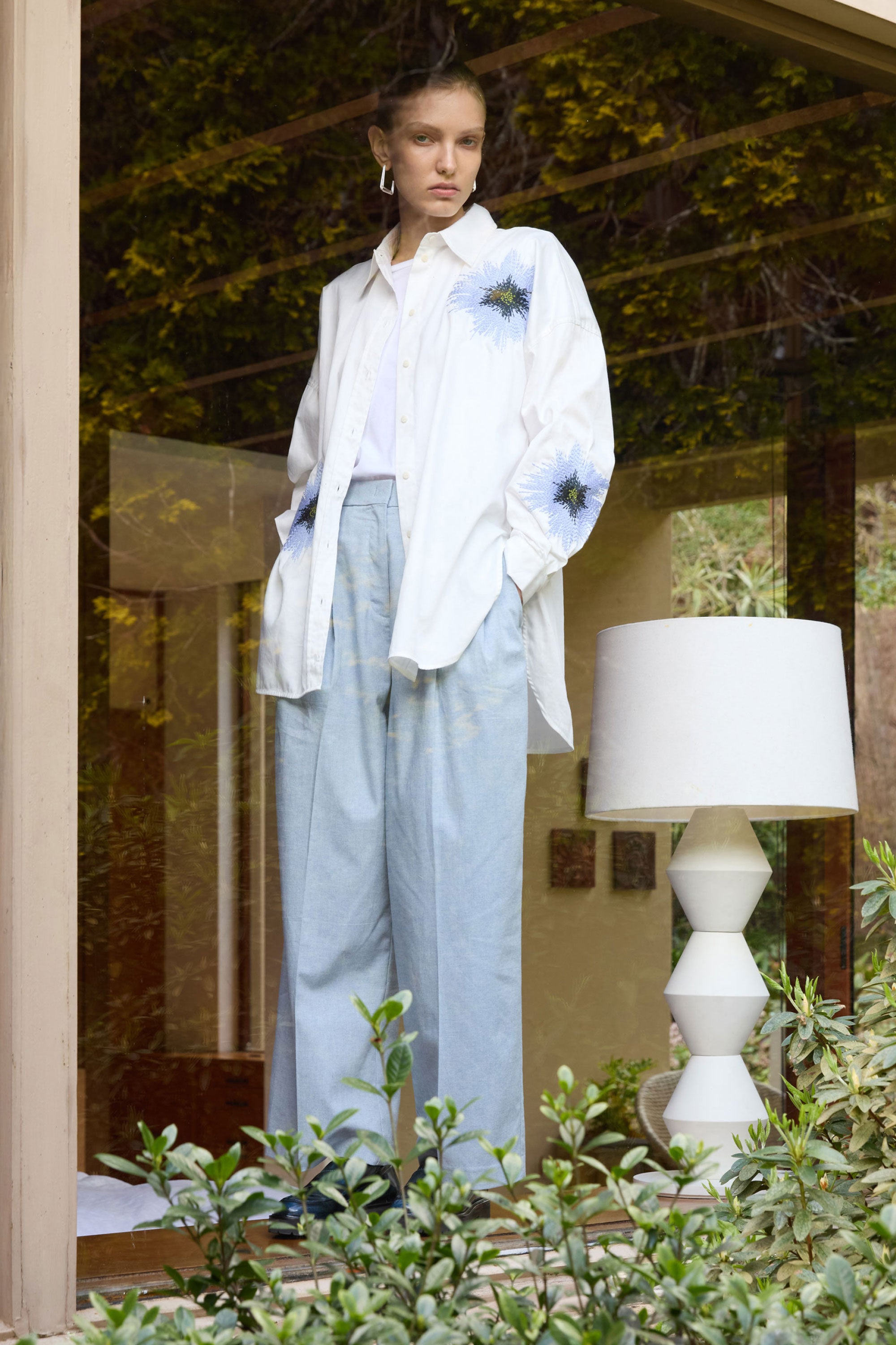 Elk Eiren Relaxed Shirt White/Lilac Blue