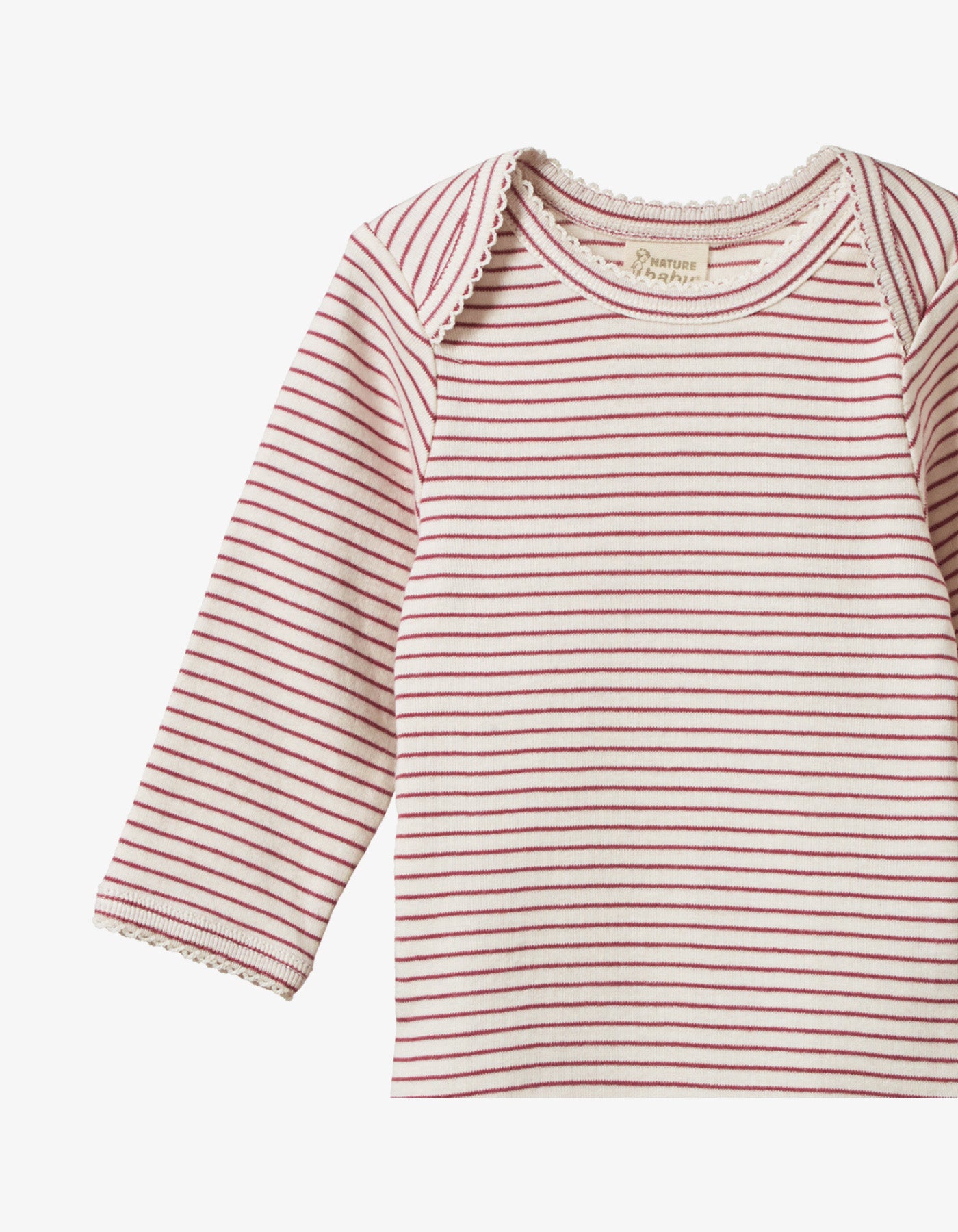 Nature Baby Long Sleeve Bodysuit Rhubarb Pinstripe