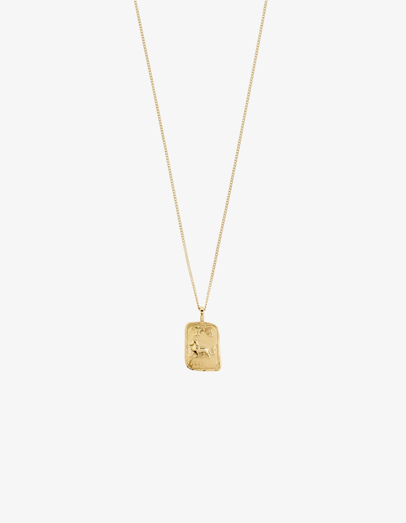 Pilgrim Rectangle Recycled Zodiac Sign Necklace - Gold Plated