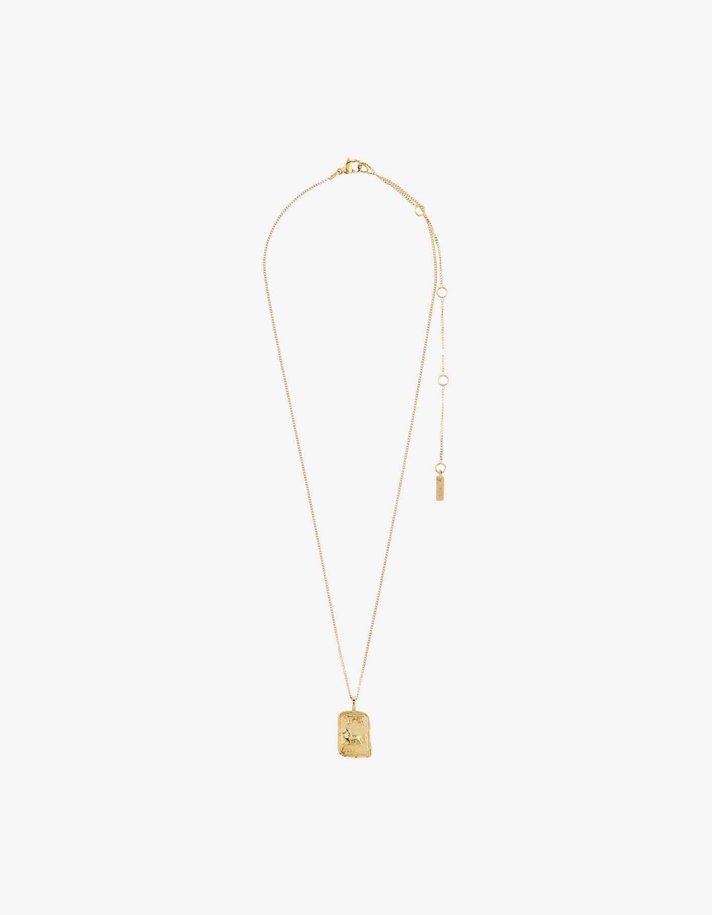 Pilgrim Rectangle Recycled Zodiac Sign Necklace - Gold Plated