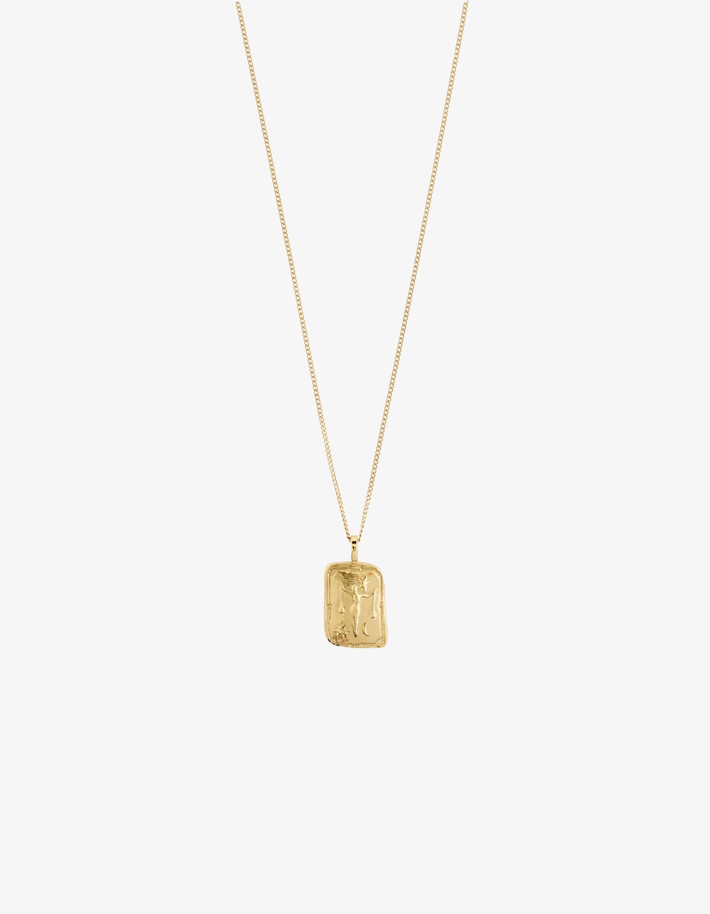 Pilgrim Rectangle Recycled Zodiac Sign Necklace - Gold Plated