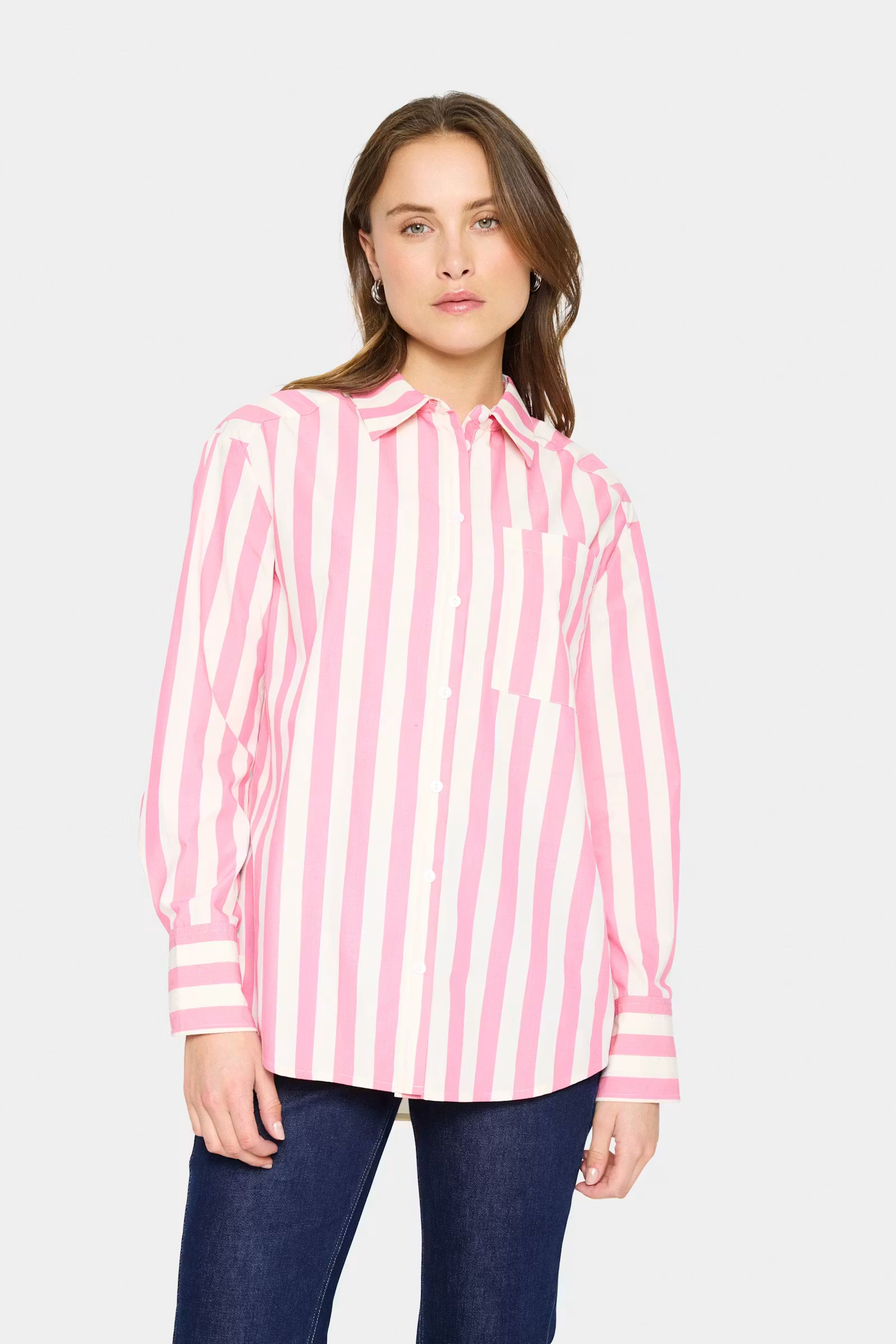 Saint Tropez Lieke SZ Shirt Fruit Dove Ice Stripe Pink