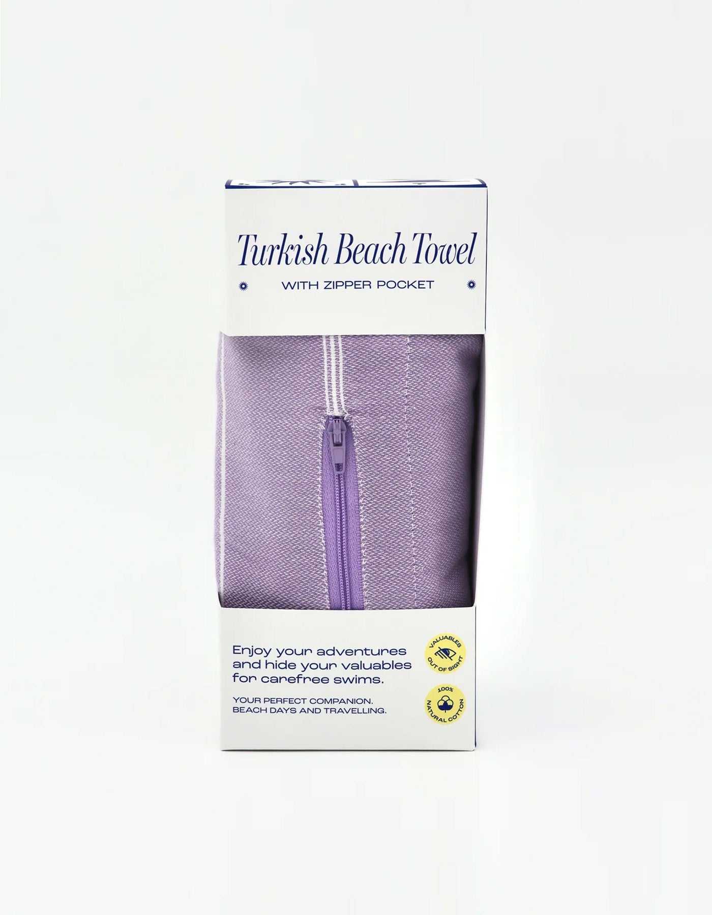 Treat & Co Turkish Beach Towel With Zipper Pocket Lilac