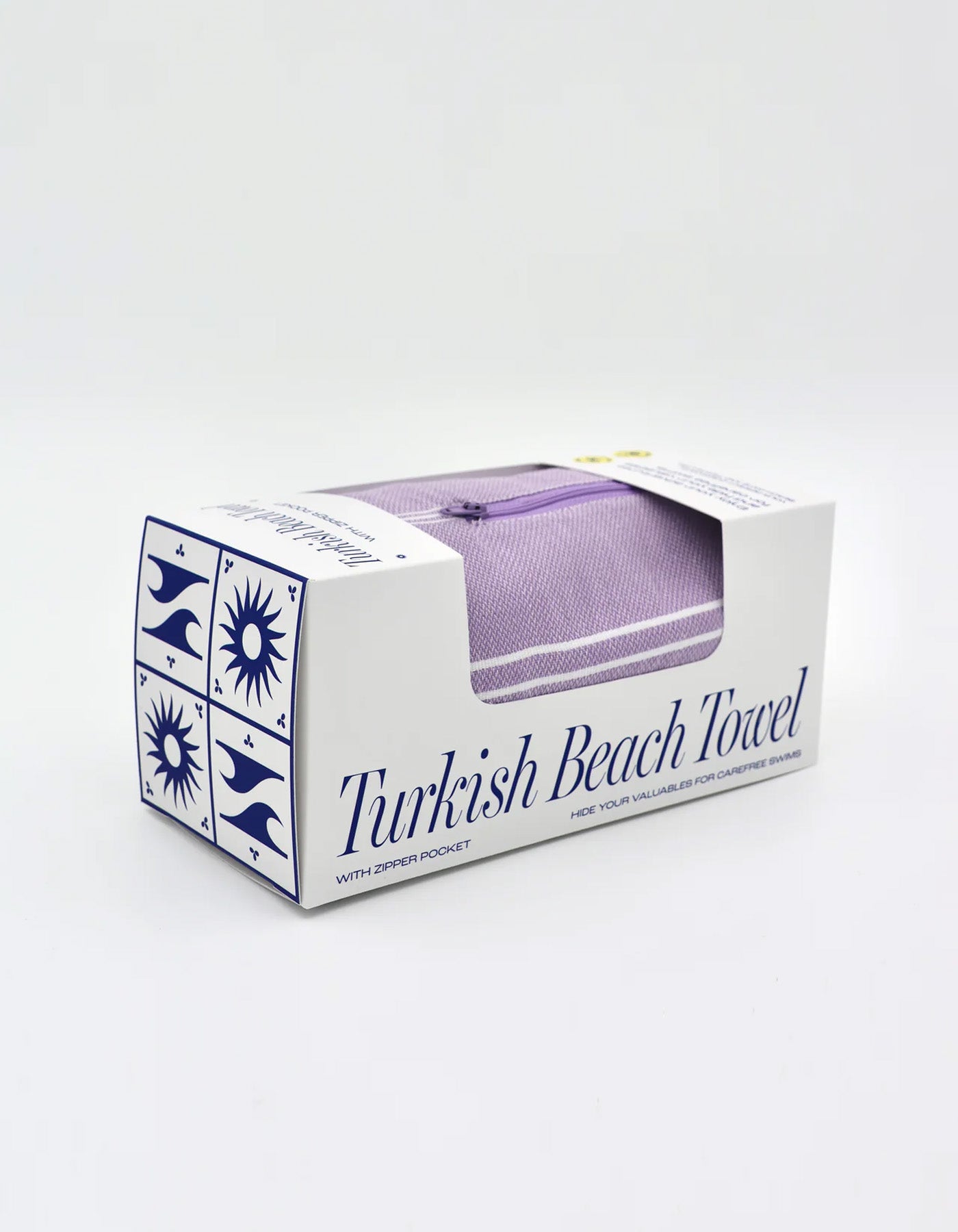 Treat & Co Turkish Beach Towel With Zipper Pocket Lilac