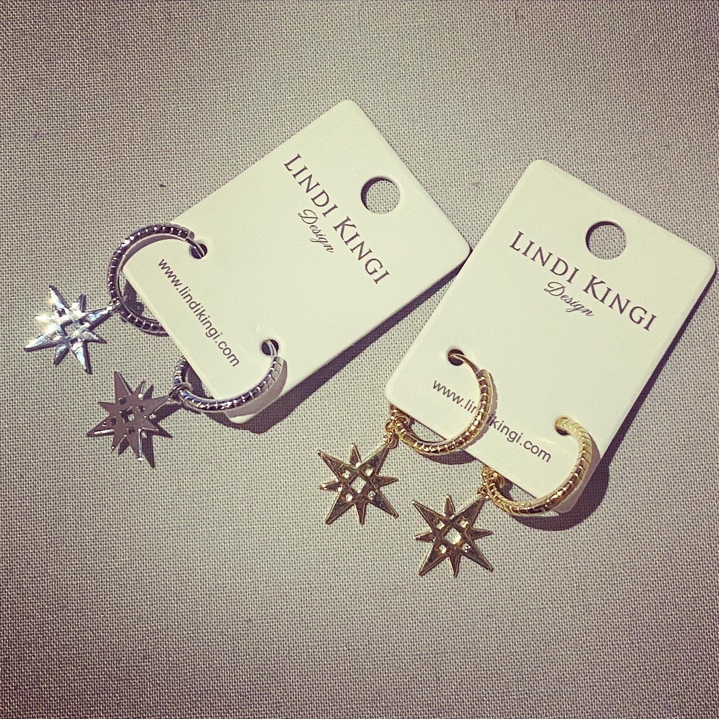 Lindi Kingi Signature Star with engraved Hoop Earrings Gold