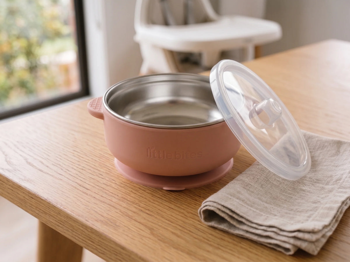 Little Bites Suction Bowl + Lid Blush