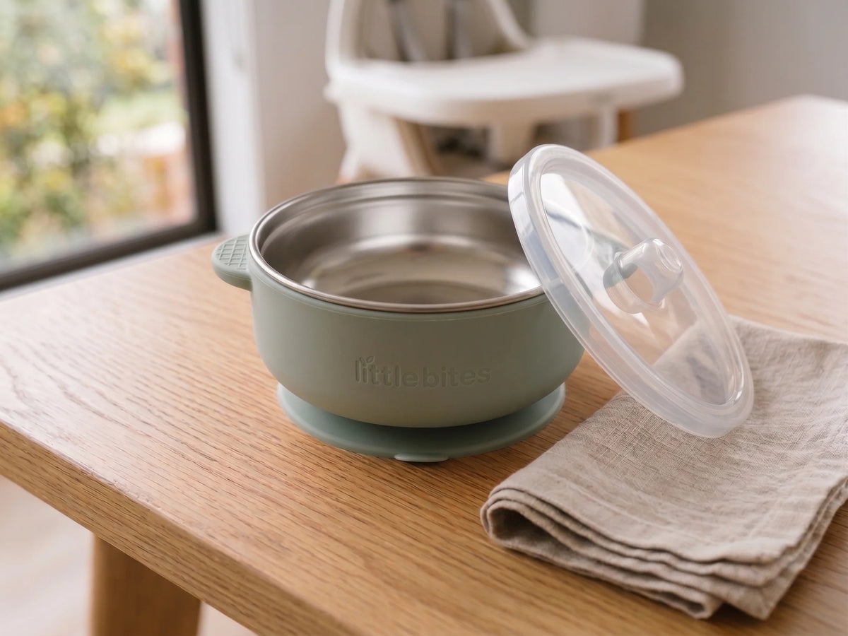 Little Bites Suction Bowl + Lid Sage