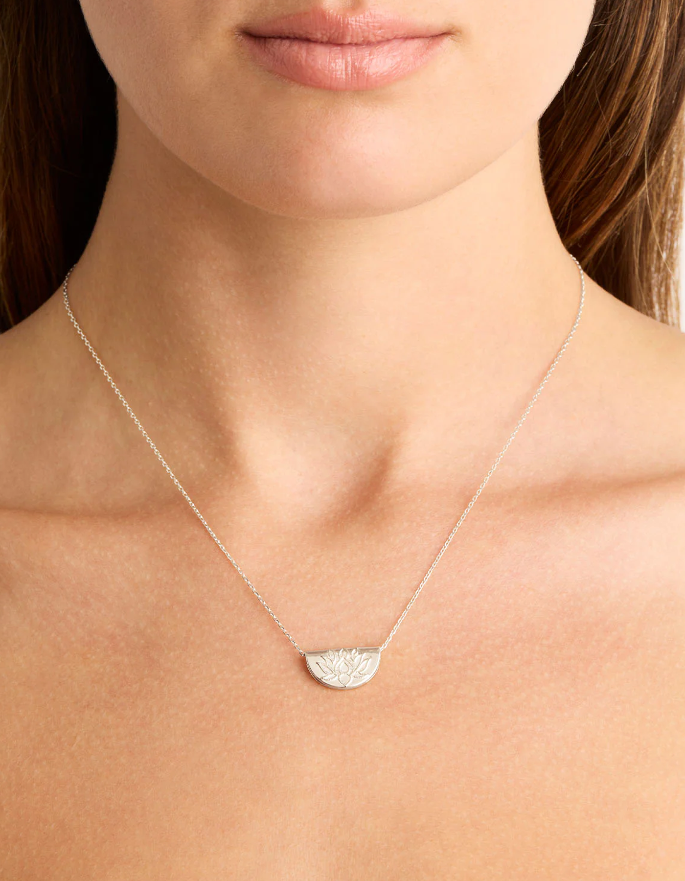 By Charlotte Lotus Short Necklace -Silver