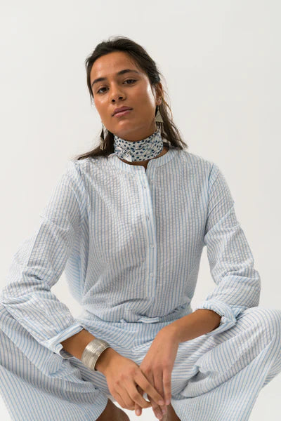 Lollys Laundry Lux Shirt Light Blue Stripe
