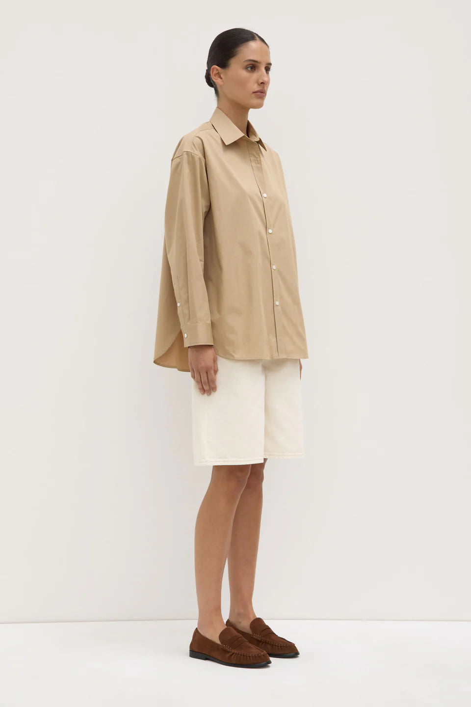 Assembly Label Marigold Poplin Long Sleeve Shirt - Tan