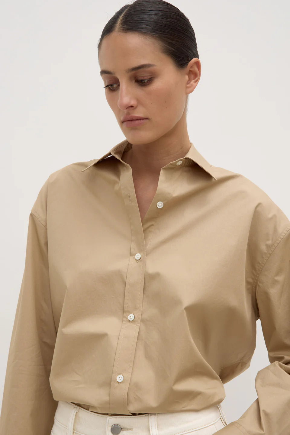 Assembly Label Marigold Poplin Long Sleeve Shirt - Tan