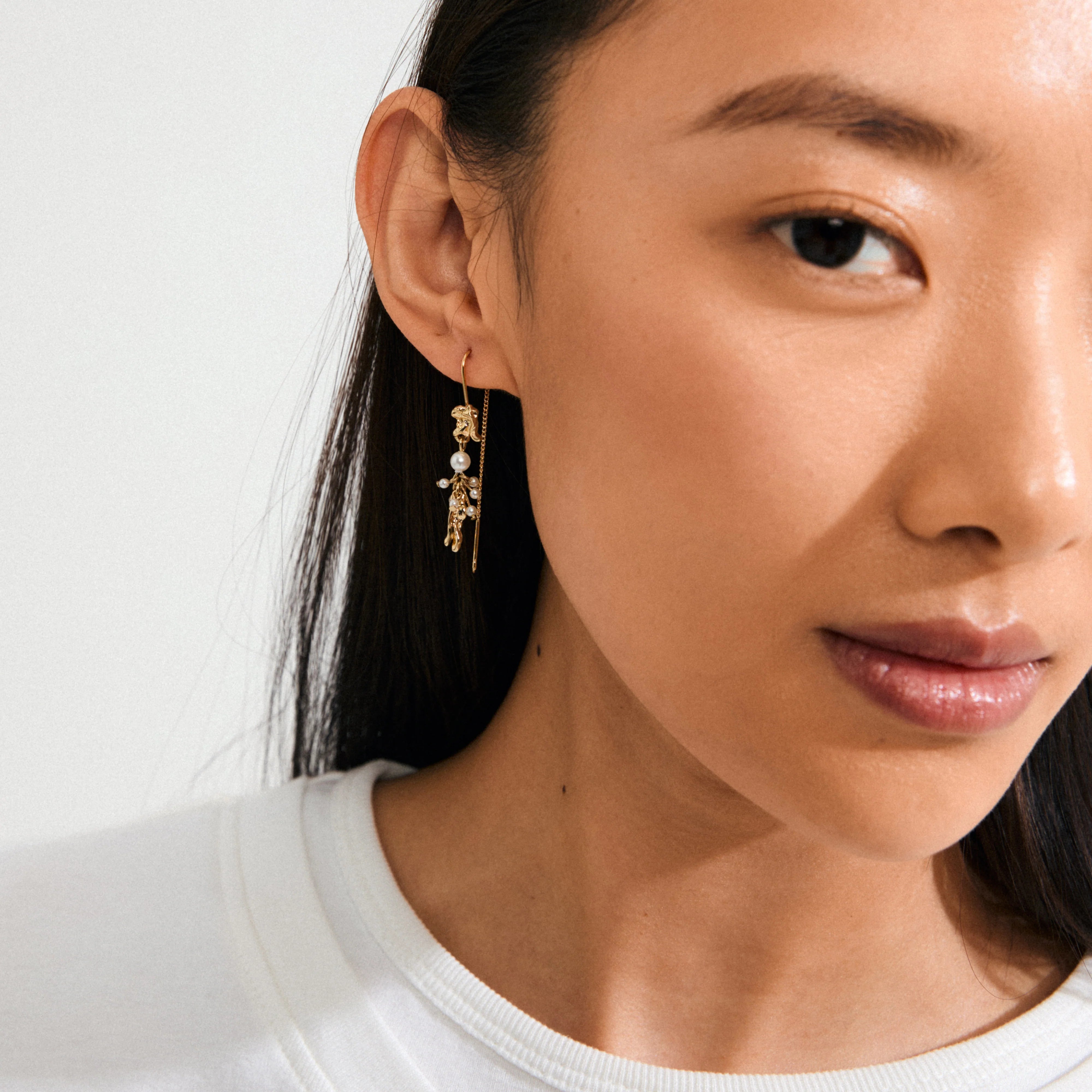 Pilgrim Milo White Earrings - Gold Plated