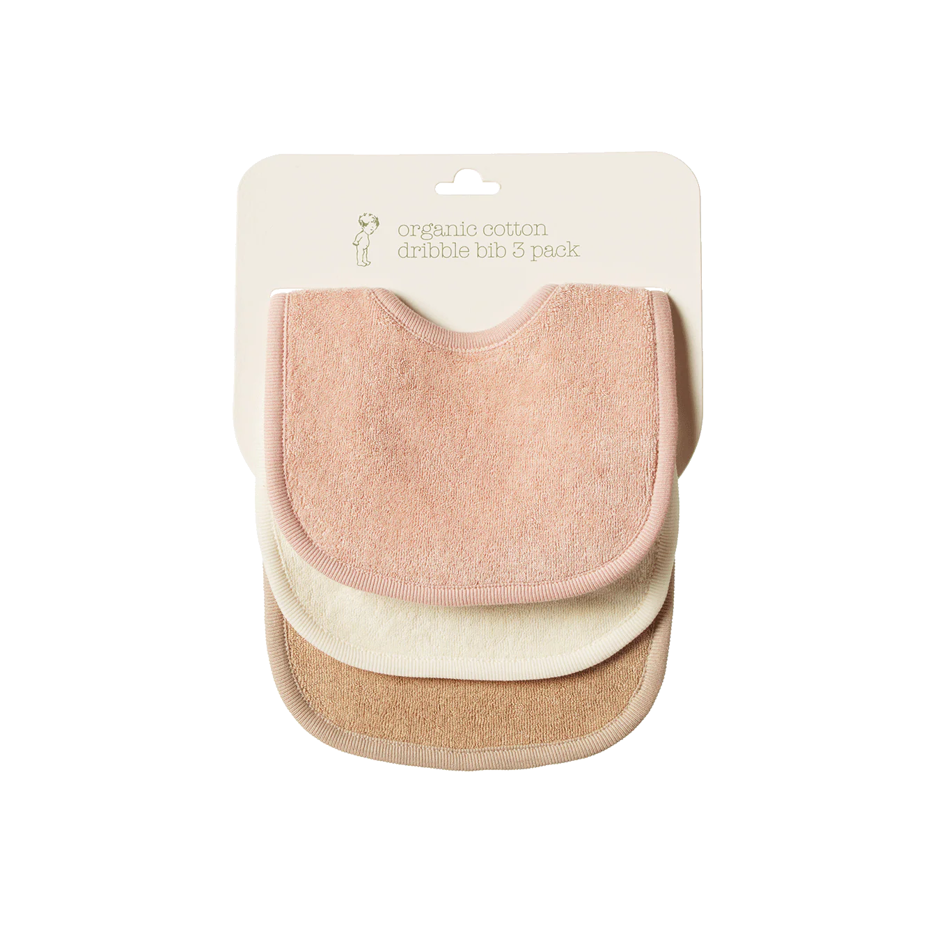 Nature Baby Dribble Bibs 3 Pack Rose Dust/Natural/Nougat