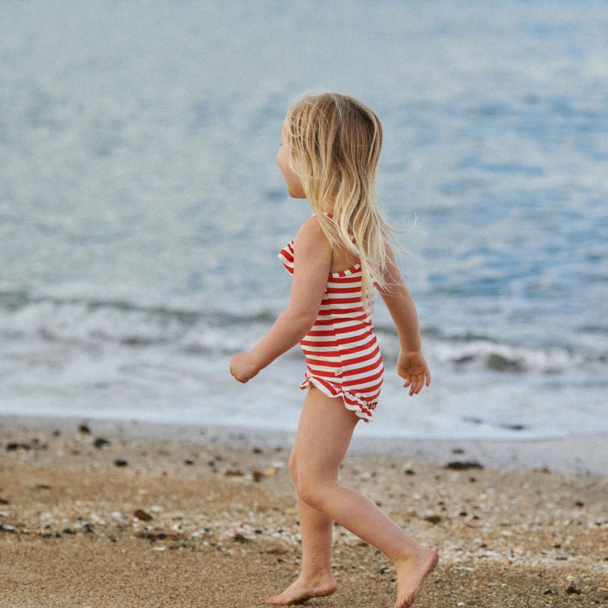 Nature Baby Frill Swimsuit Red Sea Stripe