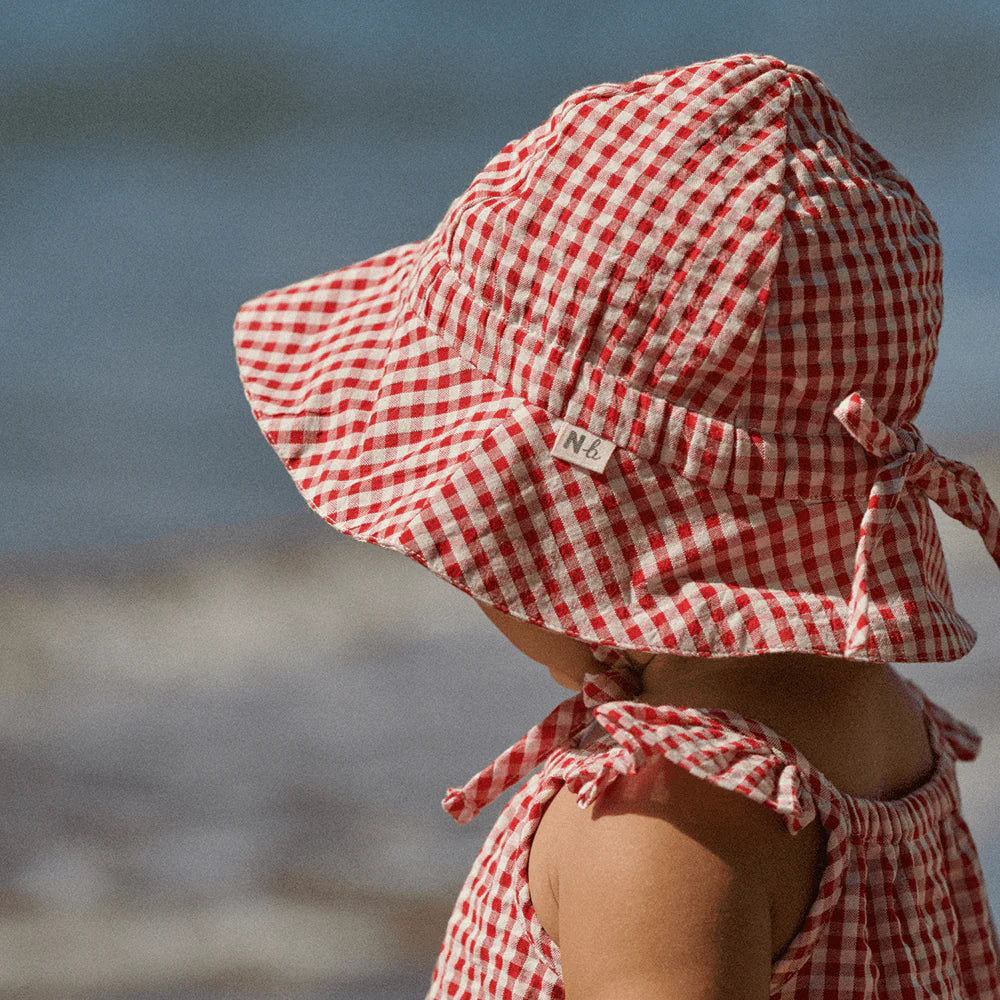 Nature Baby Gingham Sunhat Red Check