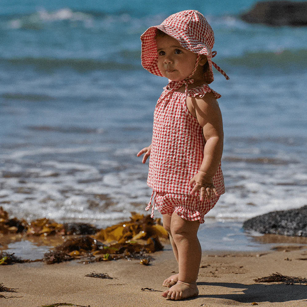 Nature Baby Gingham Sunhat Red Check
