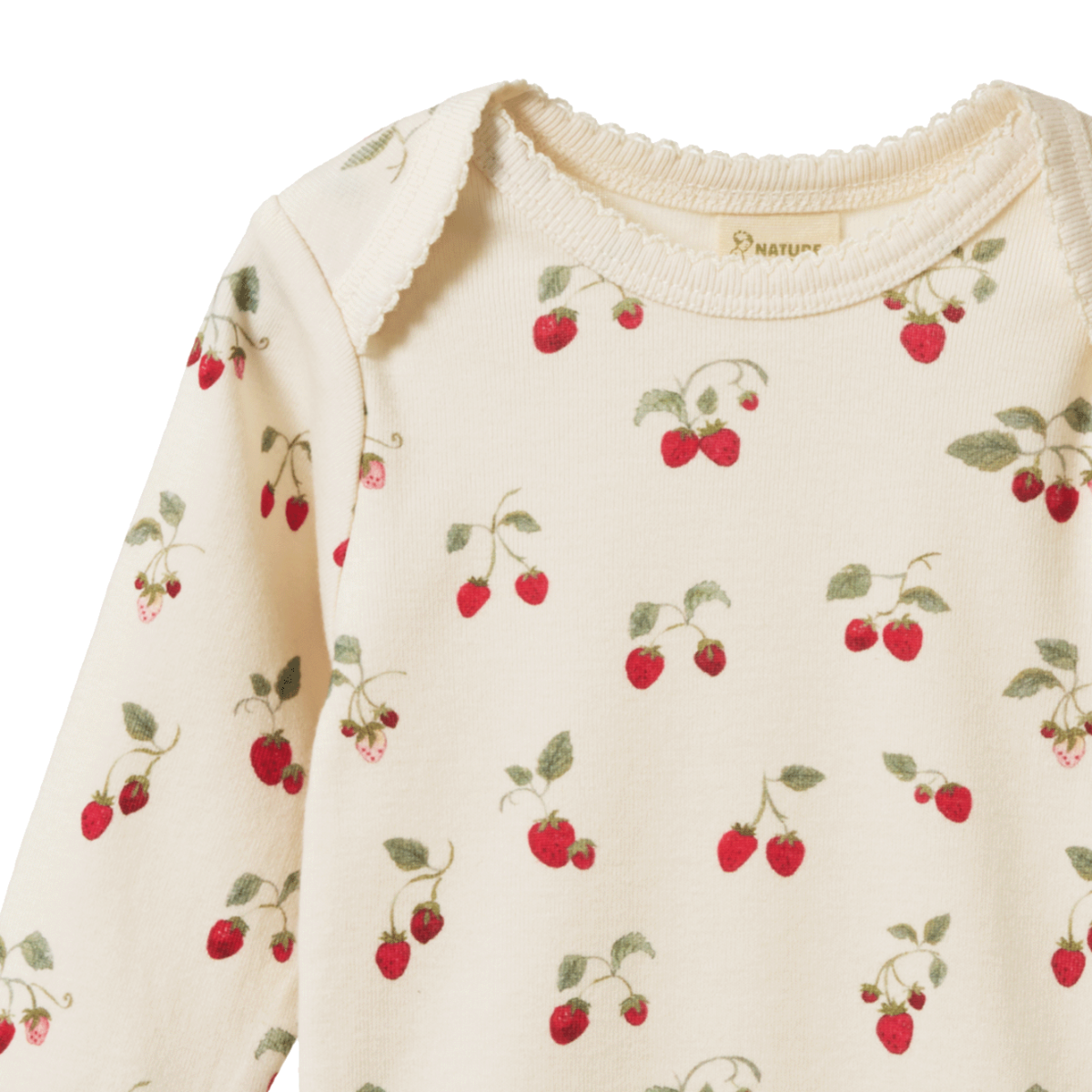 Nature Baby Long Sleeve Bodysuit Strawberry Blush Print
