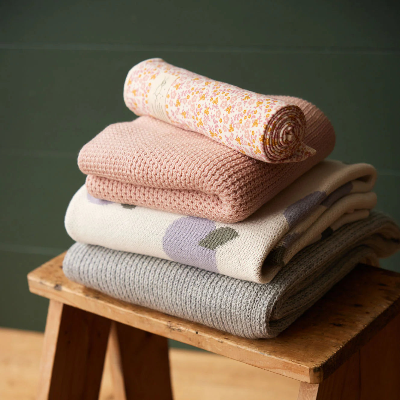 Nature Baby Merino Knit Blanket Rose Dust