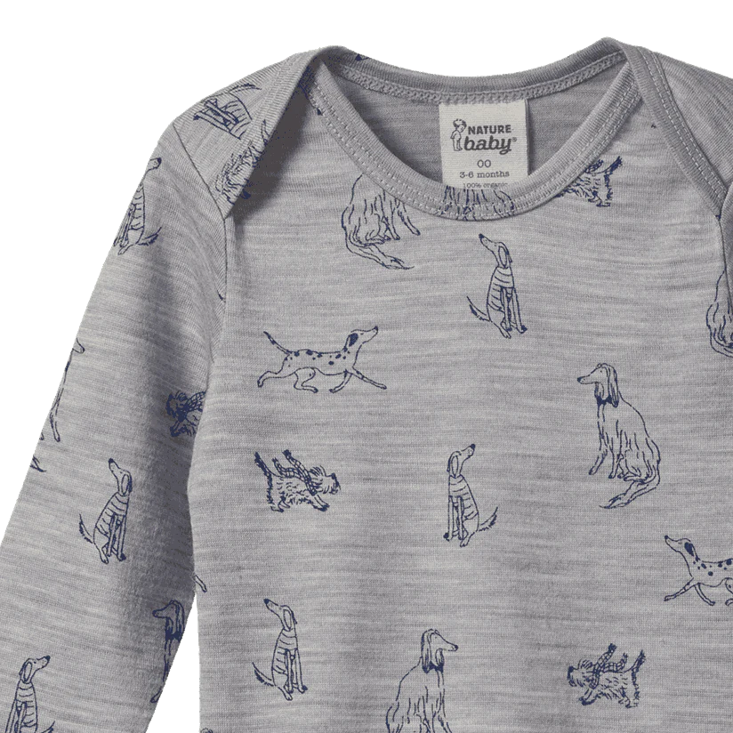 Nature Baby Merino Long Sleeve Bodysuit Best Friend Print