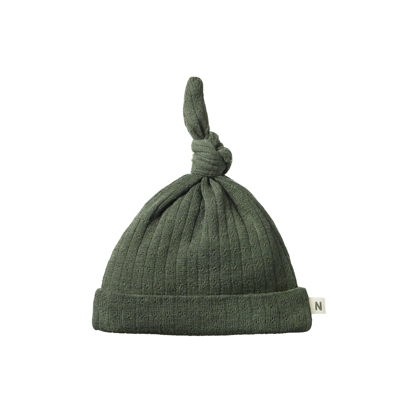 Nature Baby Merino Pointelle Knotted Beanie Thyme