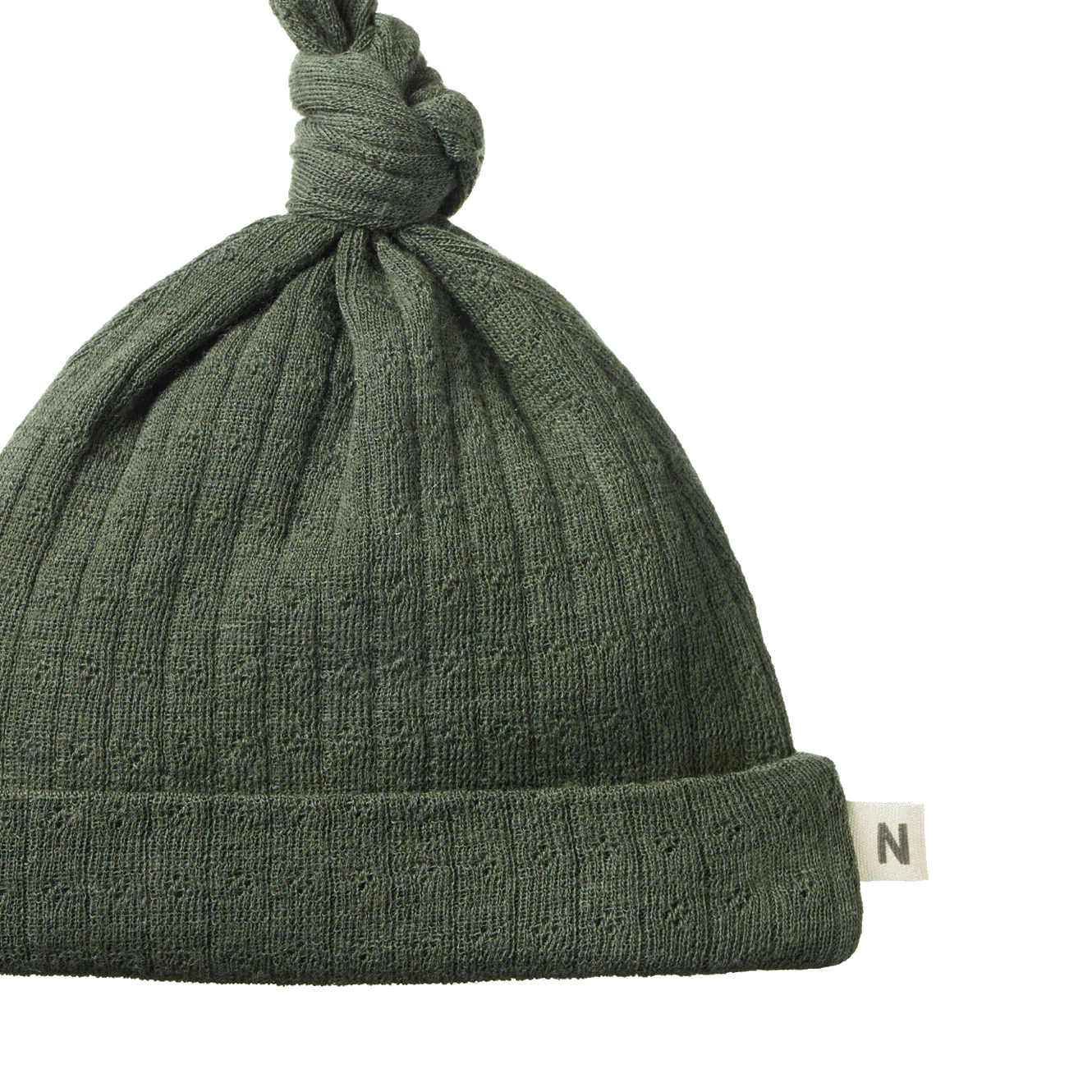 Nature Baby Merino Pointelle Knotted Beanie Thyme
