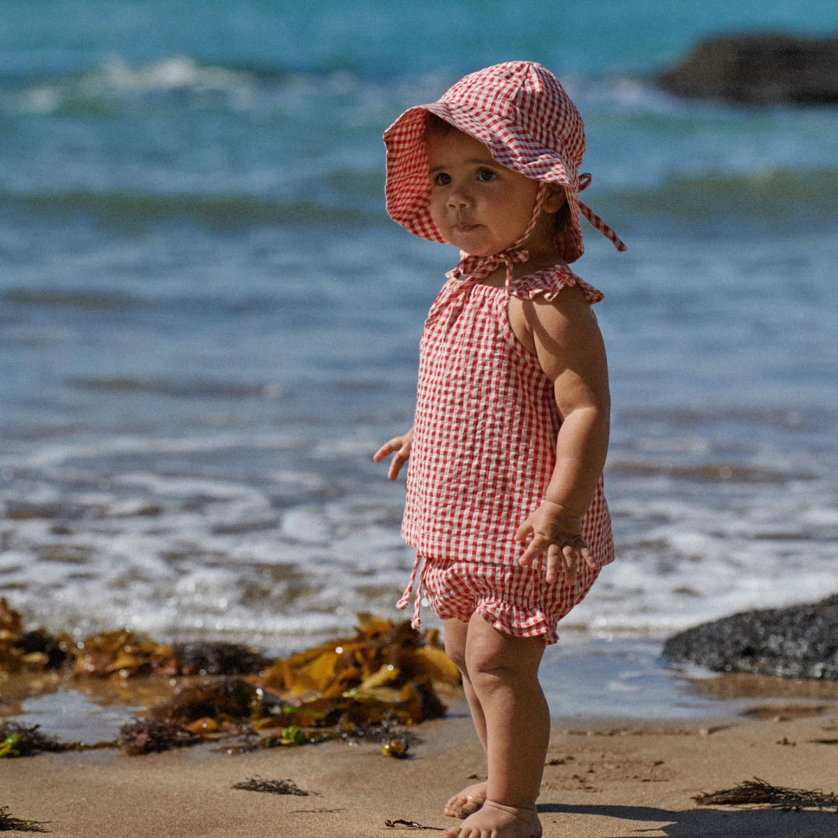 Nature Baby Petal Set Gingham Red Check