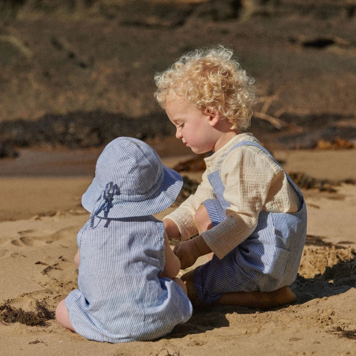 Nature Baby tucker overalls cotton linen
