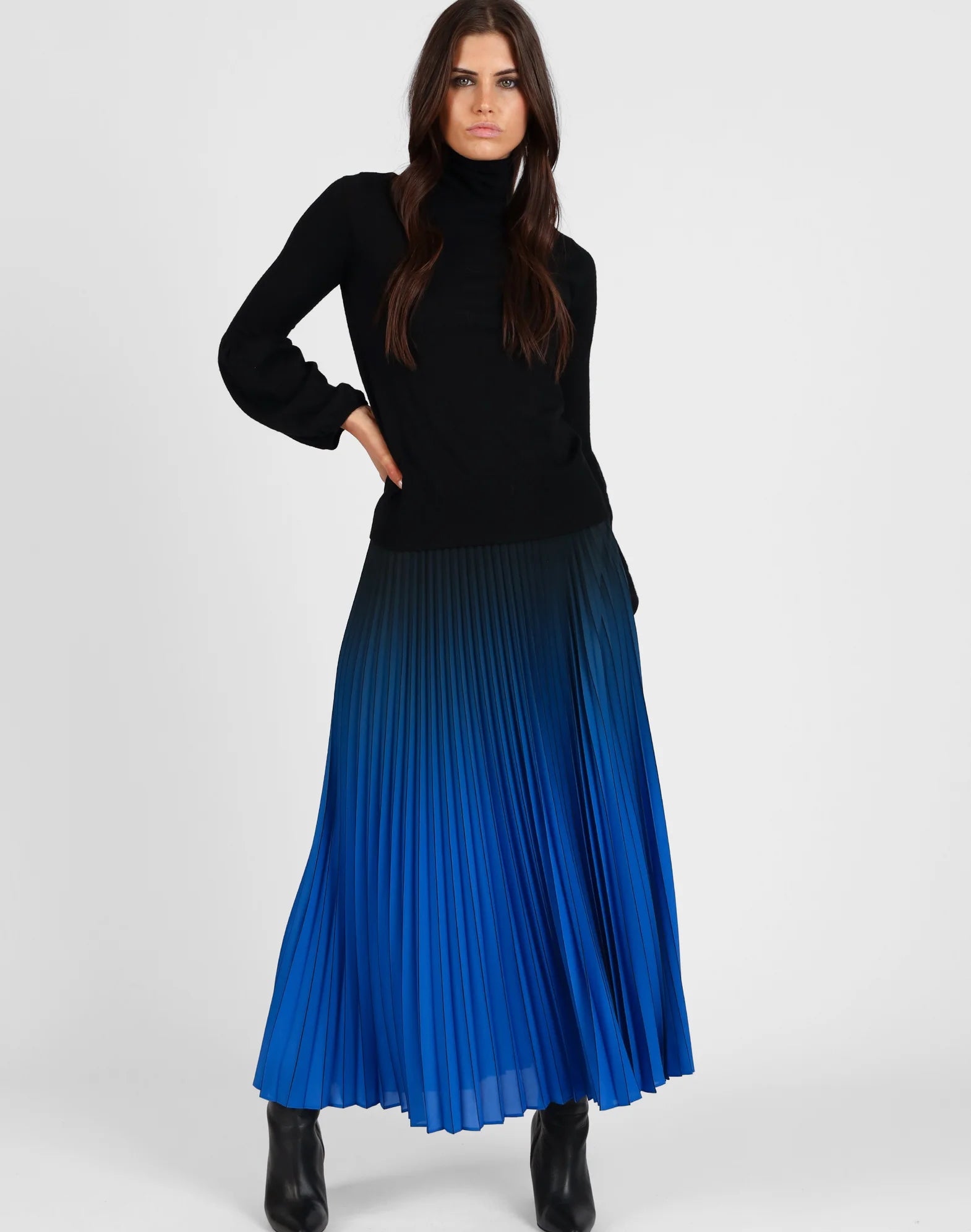 Storm Ombre Pleated Skirt Blue/Black