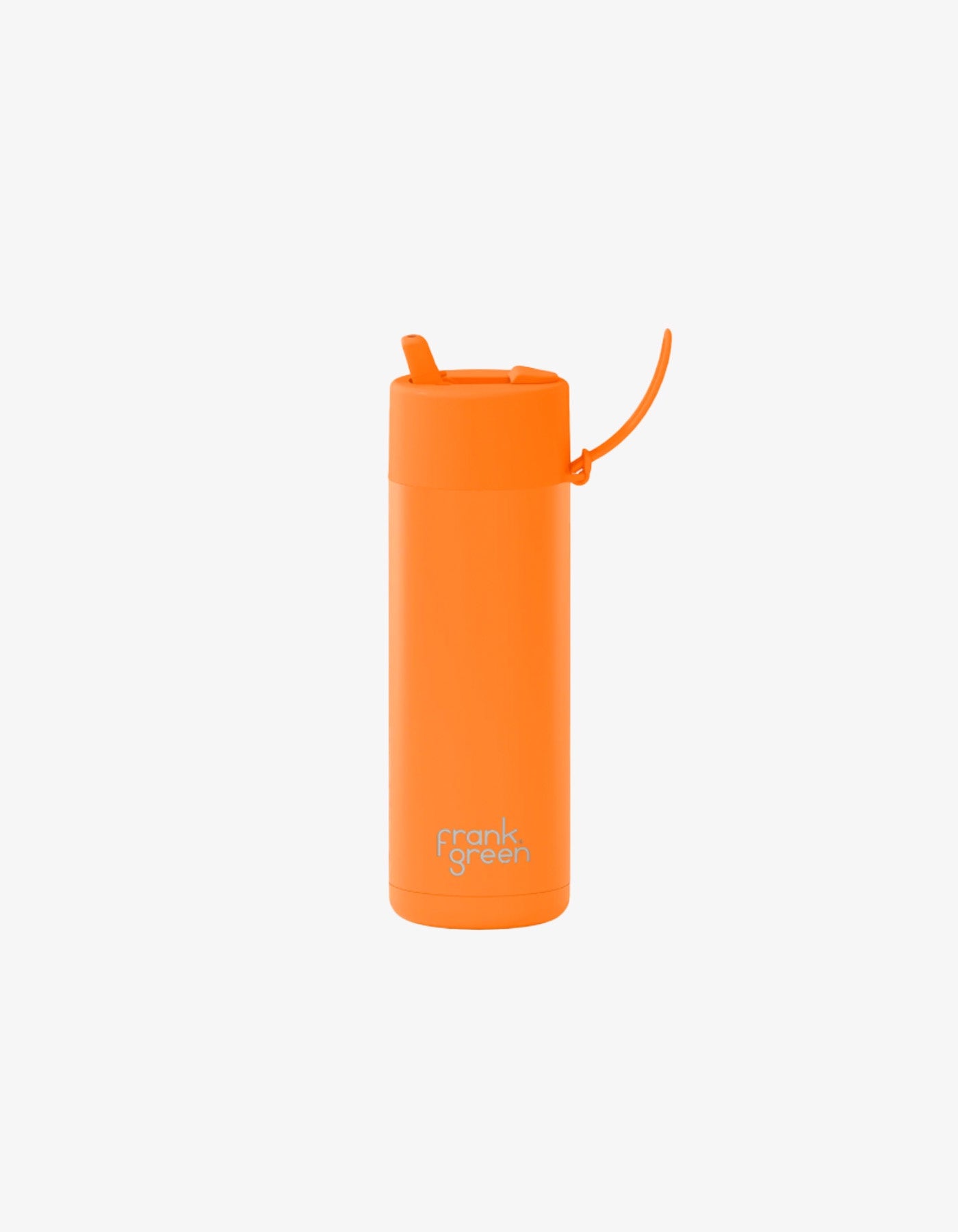 Frank Green 20oz Stainless Steel Ceramic Reusable Bottle Neon Orange with Straw Lid