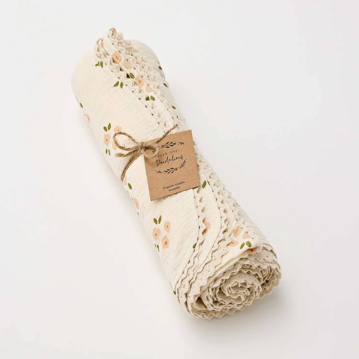 Over The Dandelions Organic Swaddle With Lace Daisy